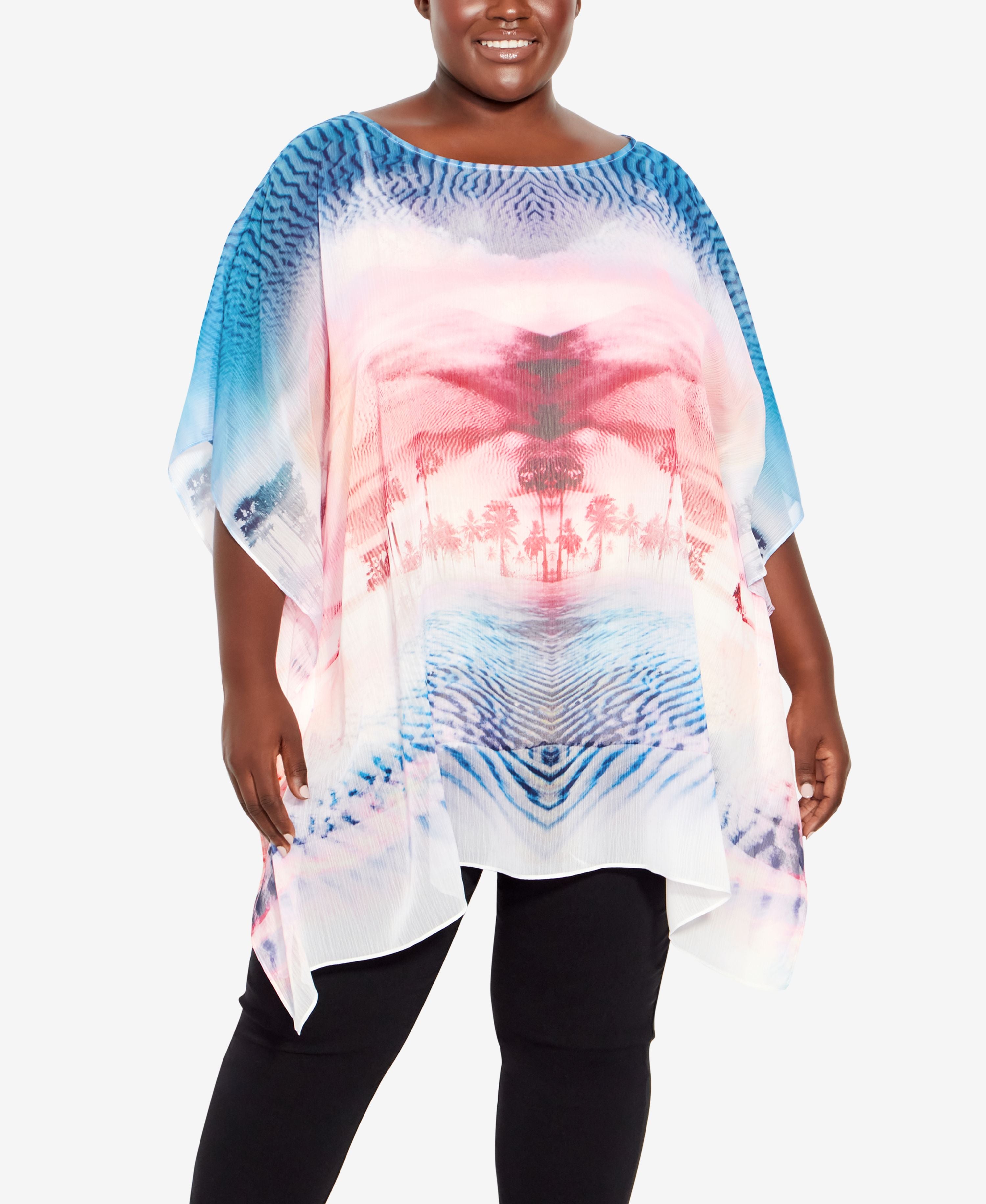 Plus Size Watercolor Poncho Shirt Top