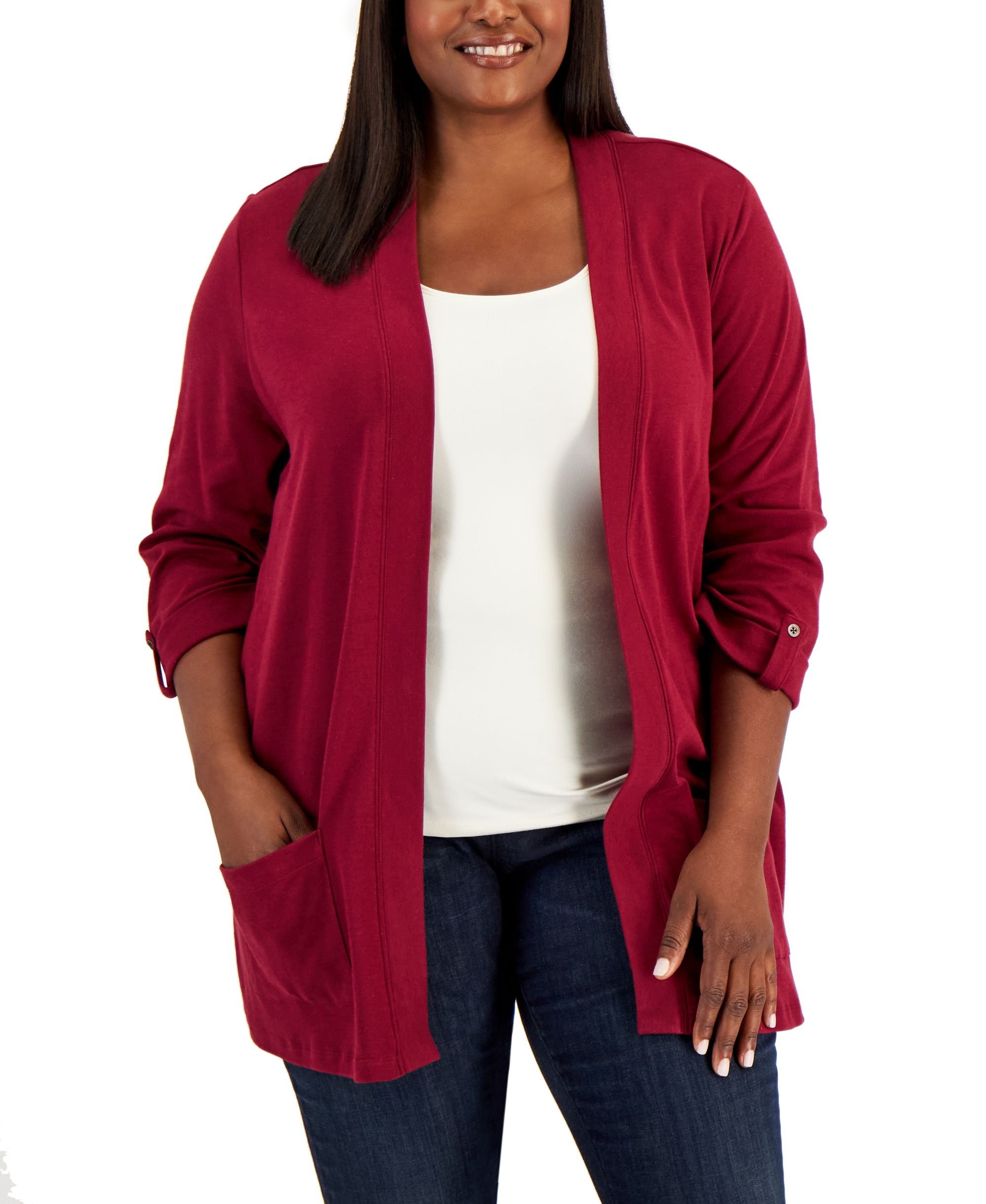 Karen Scott Plus Size Cotton Cozy Cardigan