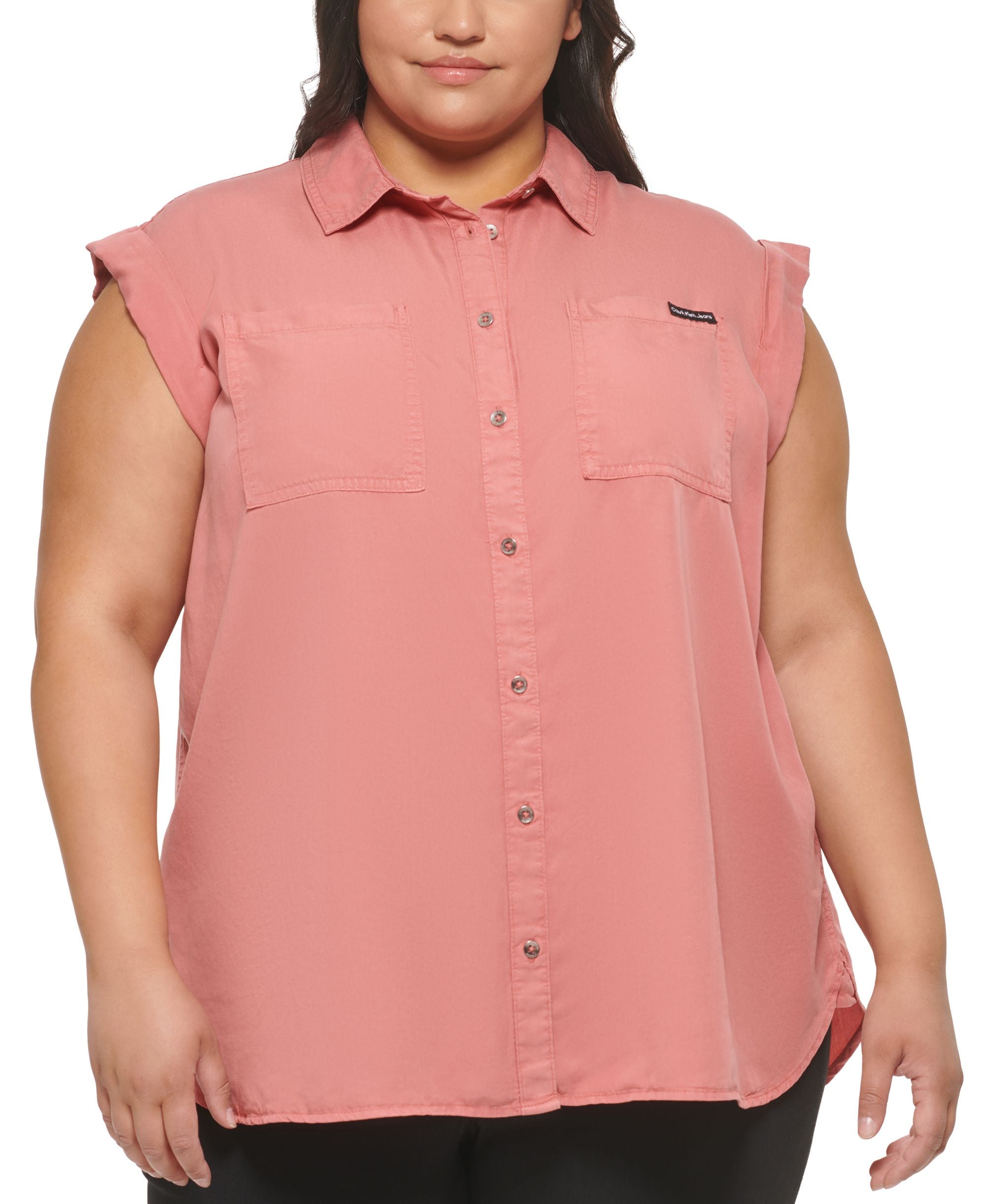 Calvin Klein Jeans Trendy Plus Size Cuffed Sleeve Top
