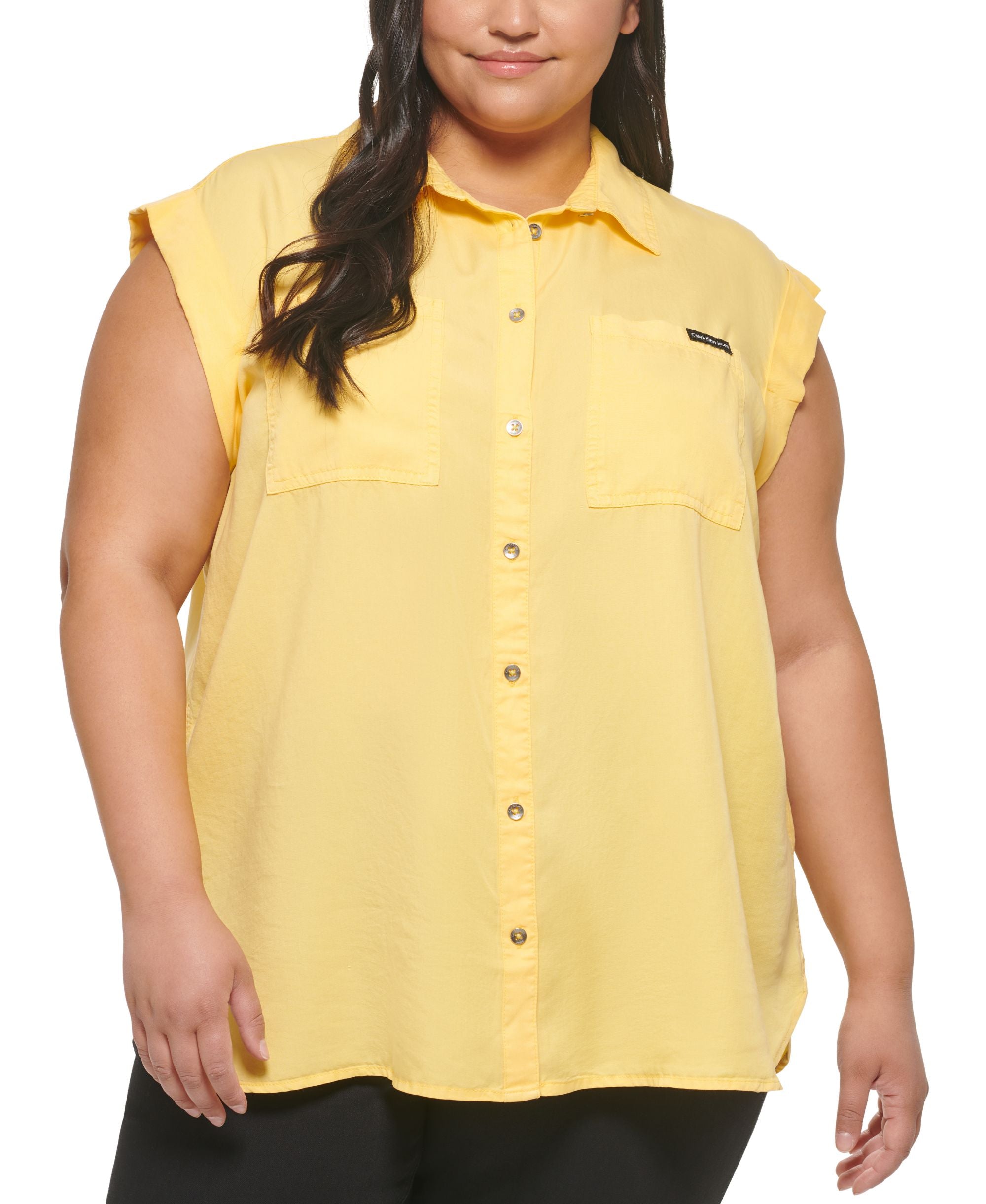 Calvin Klein Jeans Trendy Plus Size Cuffed Sleeve Top