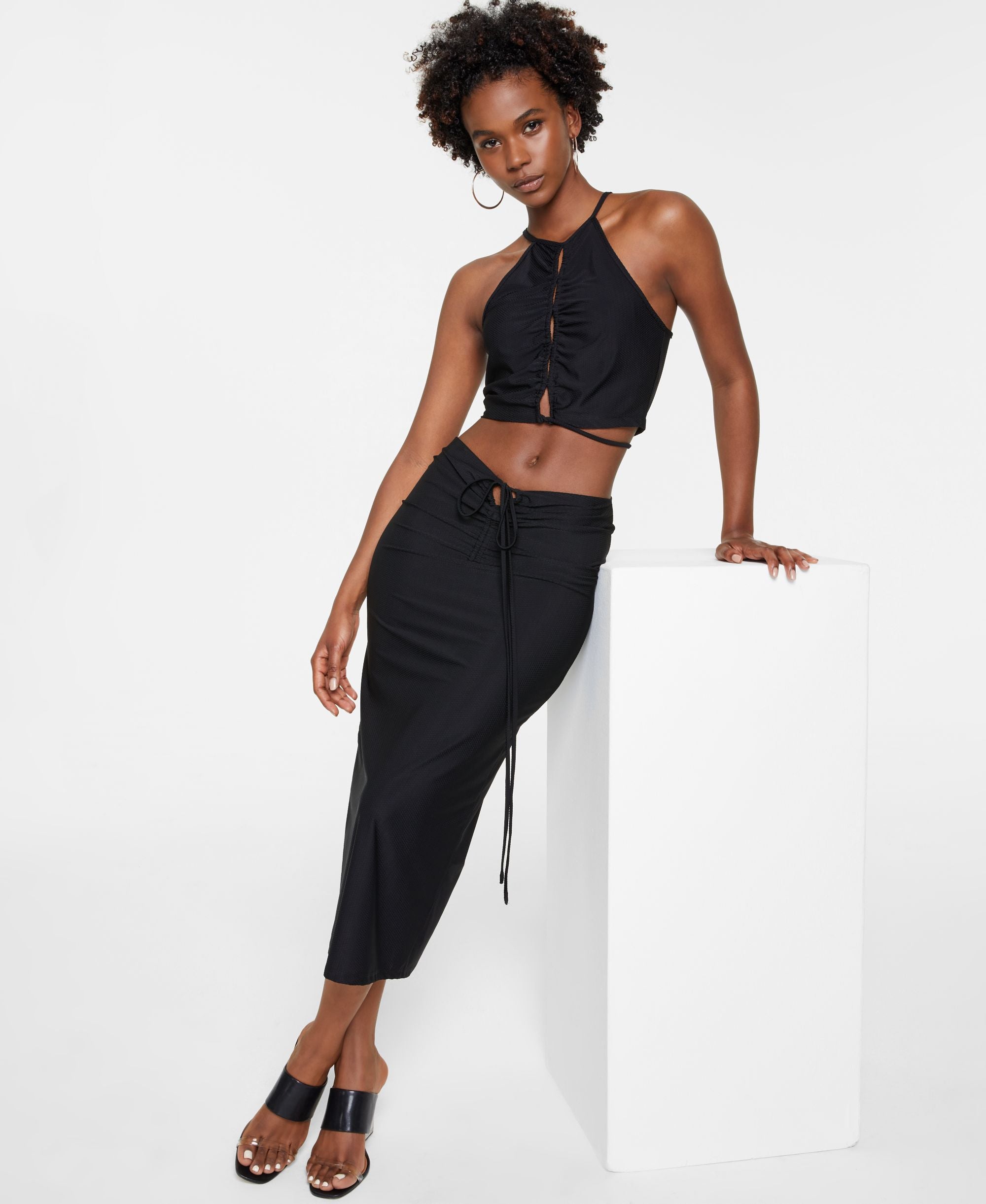 Women's Ruched Midi Skirt