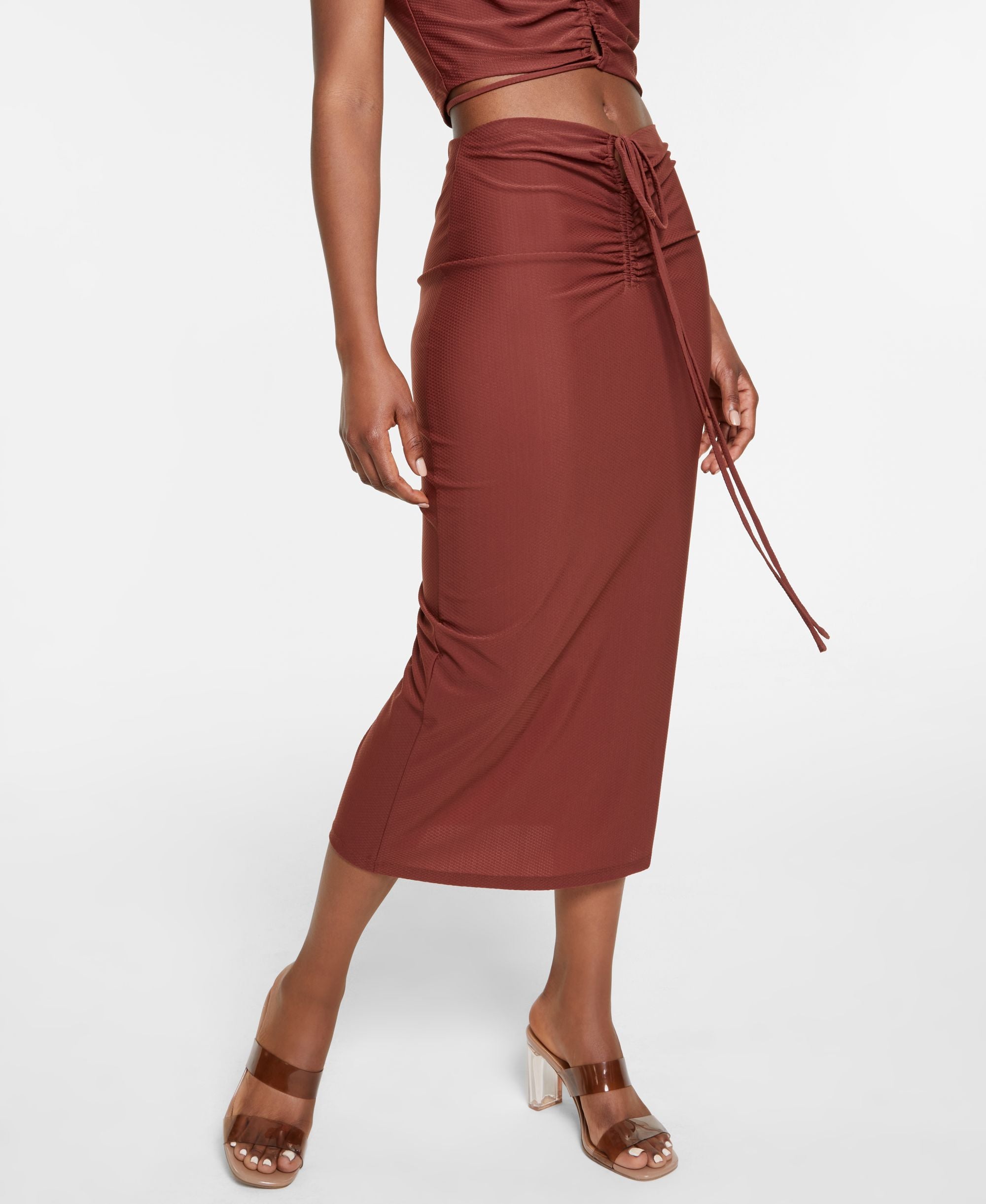 Women's Ruched Midi Skirt