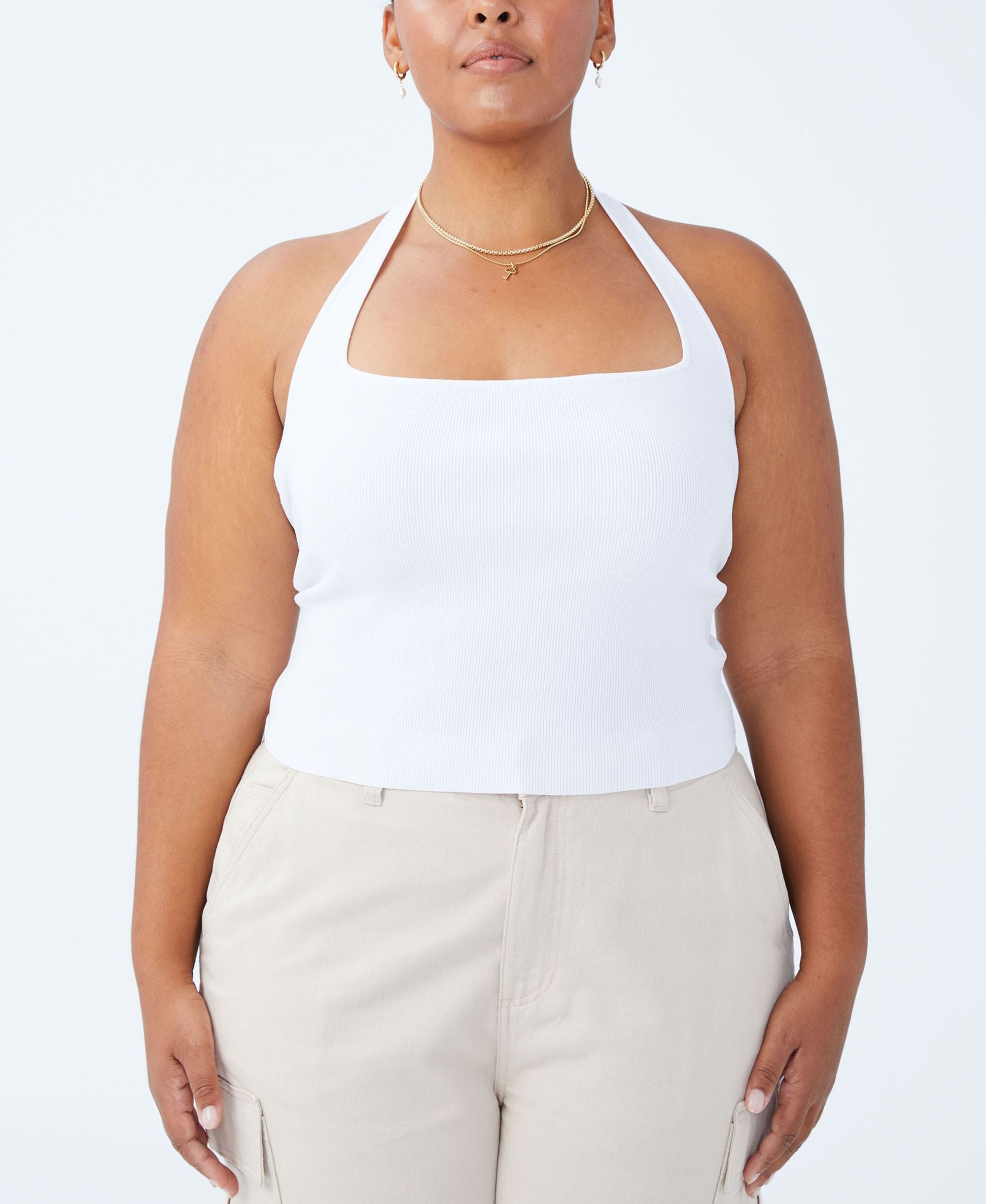 Trendy Plus Size Active Summer Knit Twist Back Vestlette Top