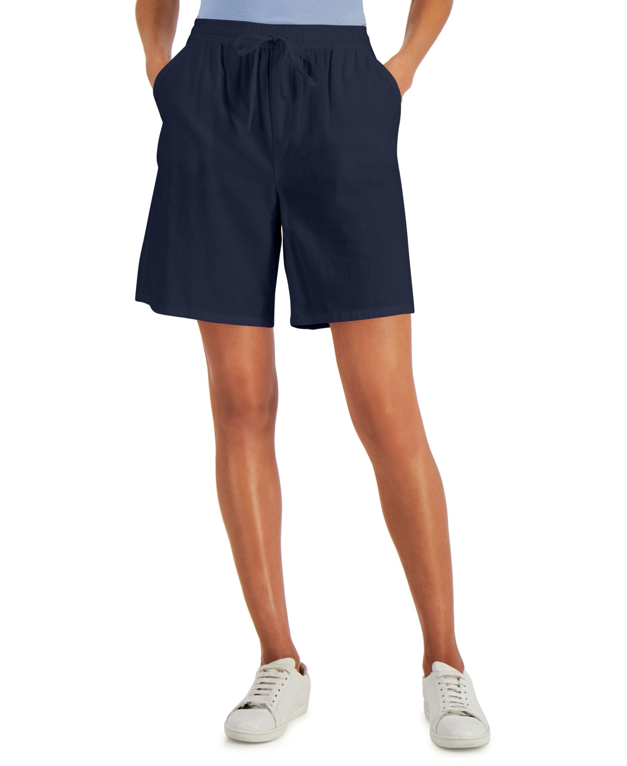 Karen Scott Gemma Cotton Drawstring Bermuda Shorts