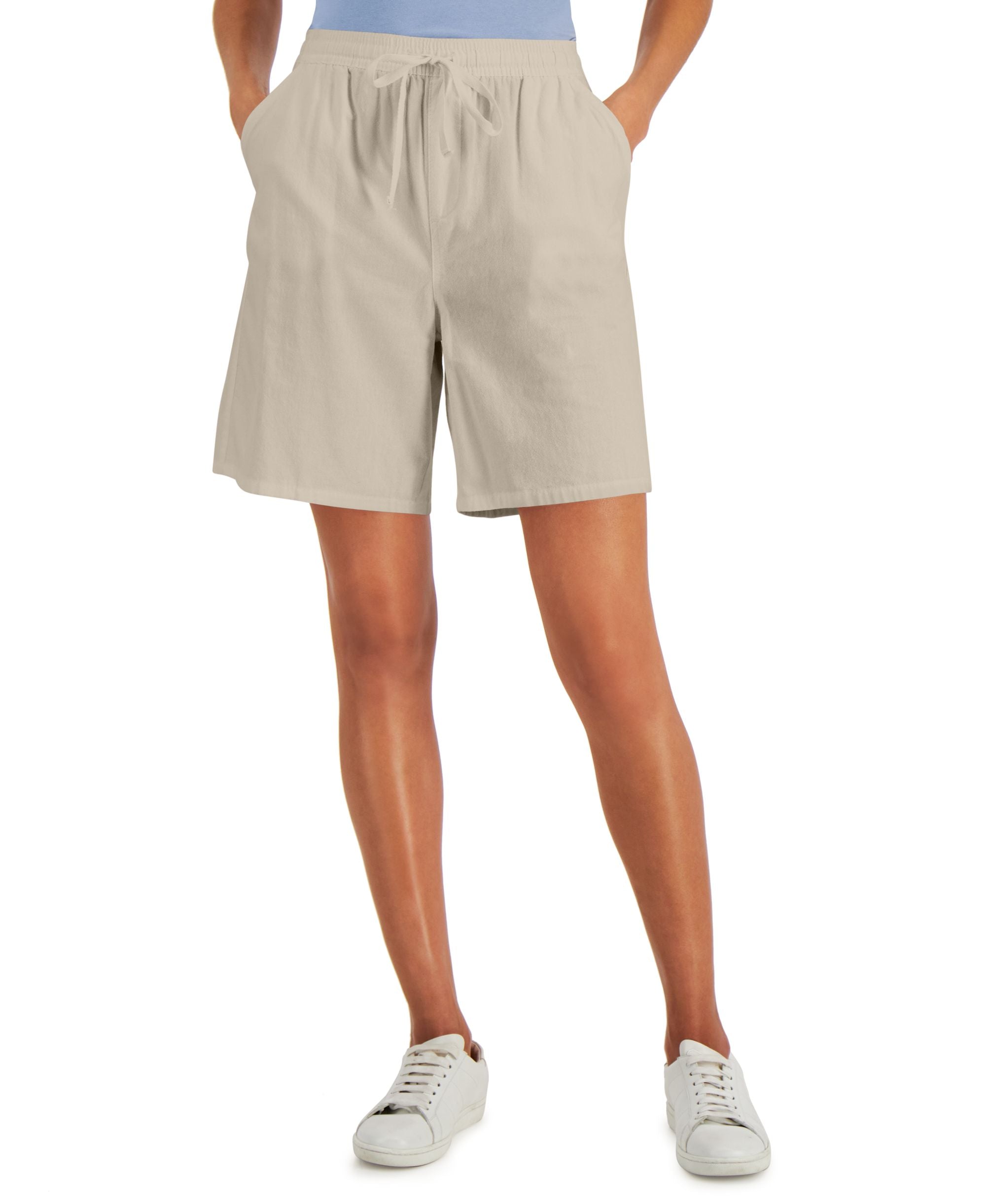 Karen Scott Gemma Cotton Drawstring Bermuda Shorts