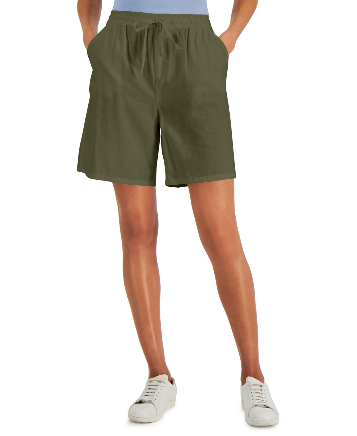 Karen Scott Gemma Cotton Drawstring Bermuda Shorts