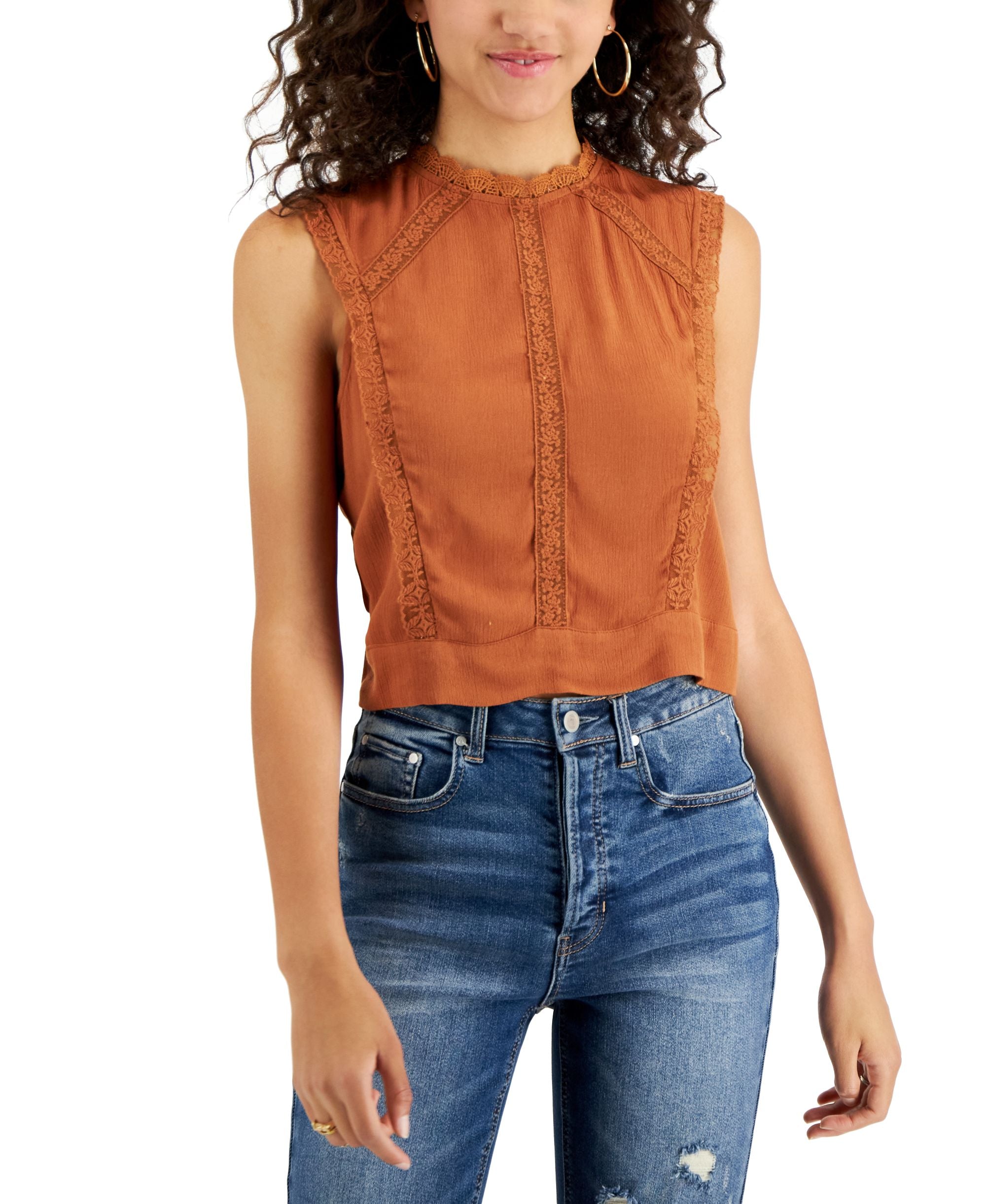 Juniors' Victorian Tie-Back Top