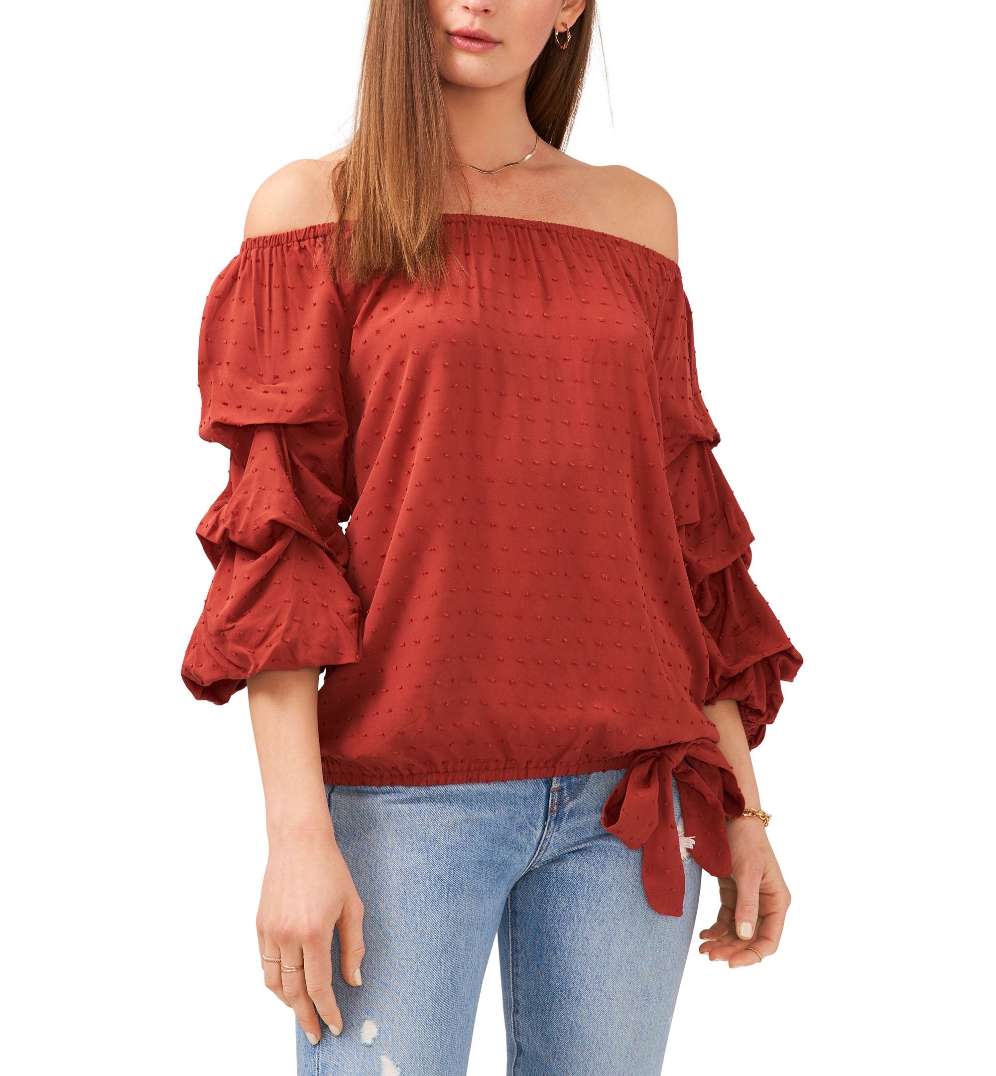 Vince Camuto Plus Size Off Shoulder Bubble Sleeve Top