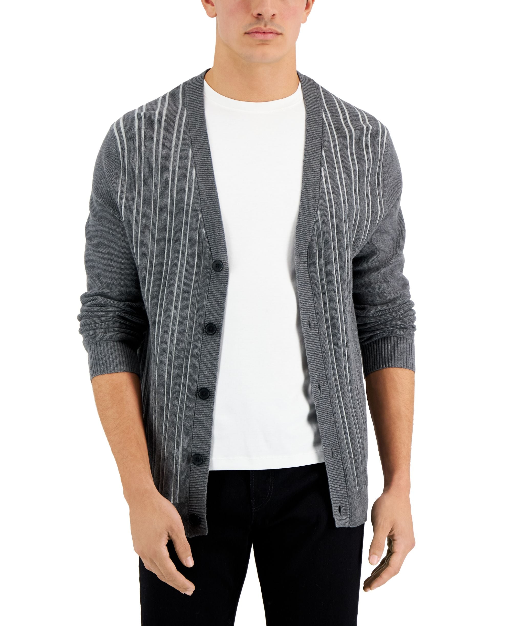 Alfani Mens Striped Cardigan