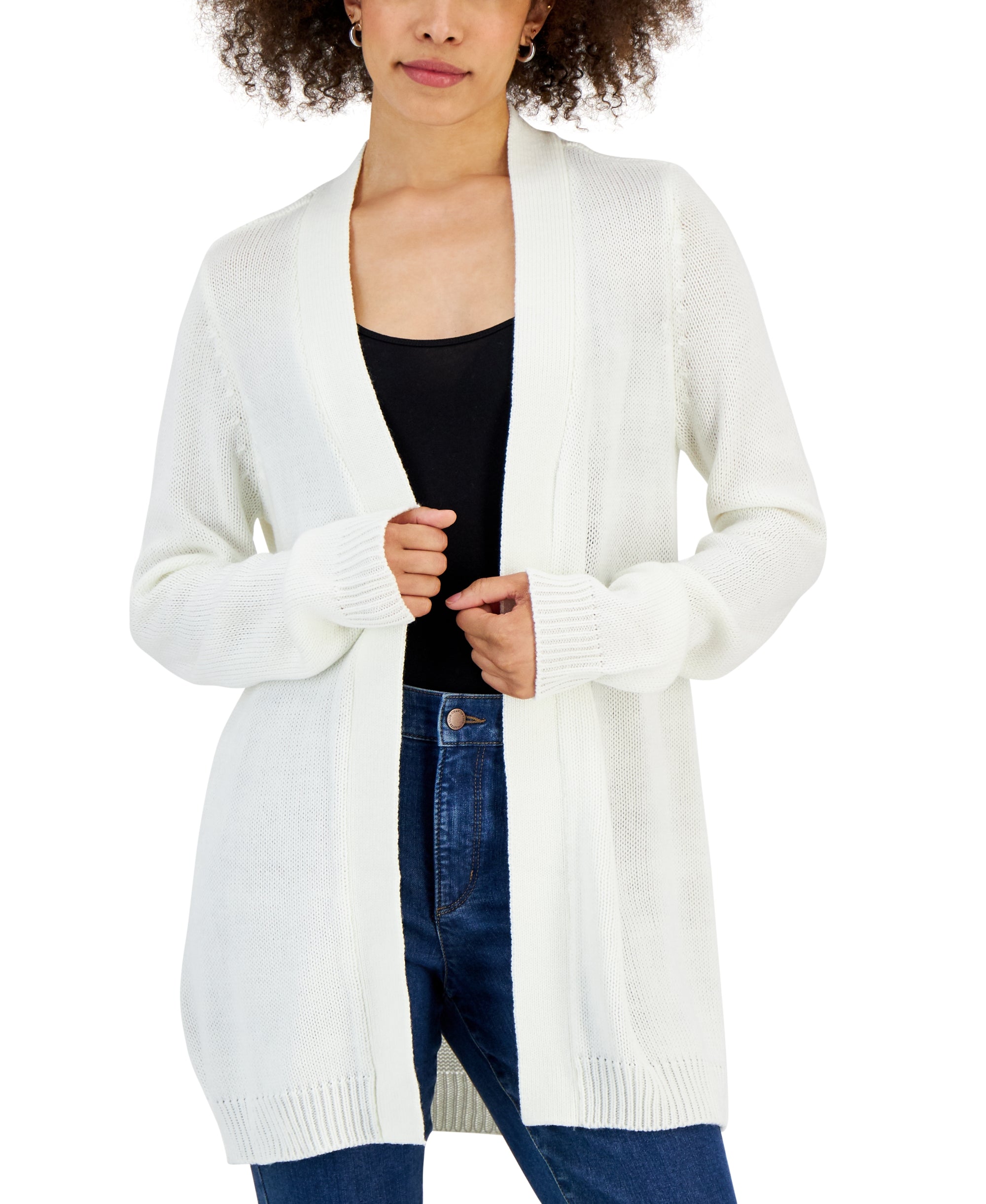Karen Scott Womens Open Front Cardigan