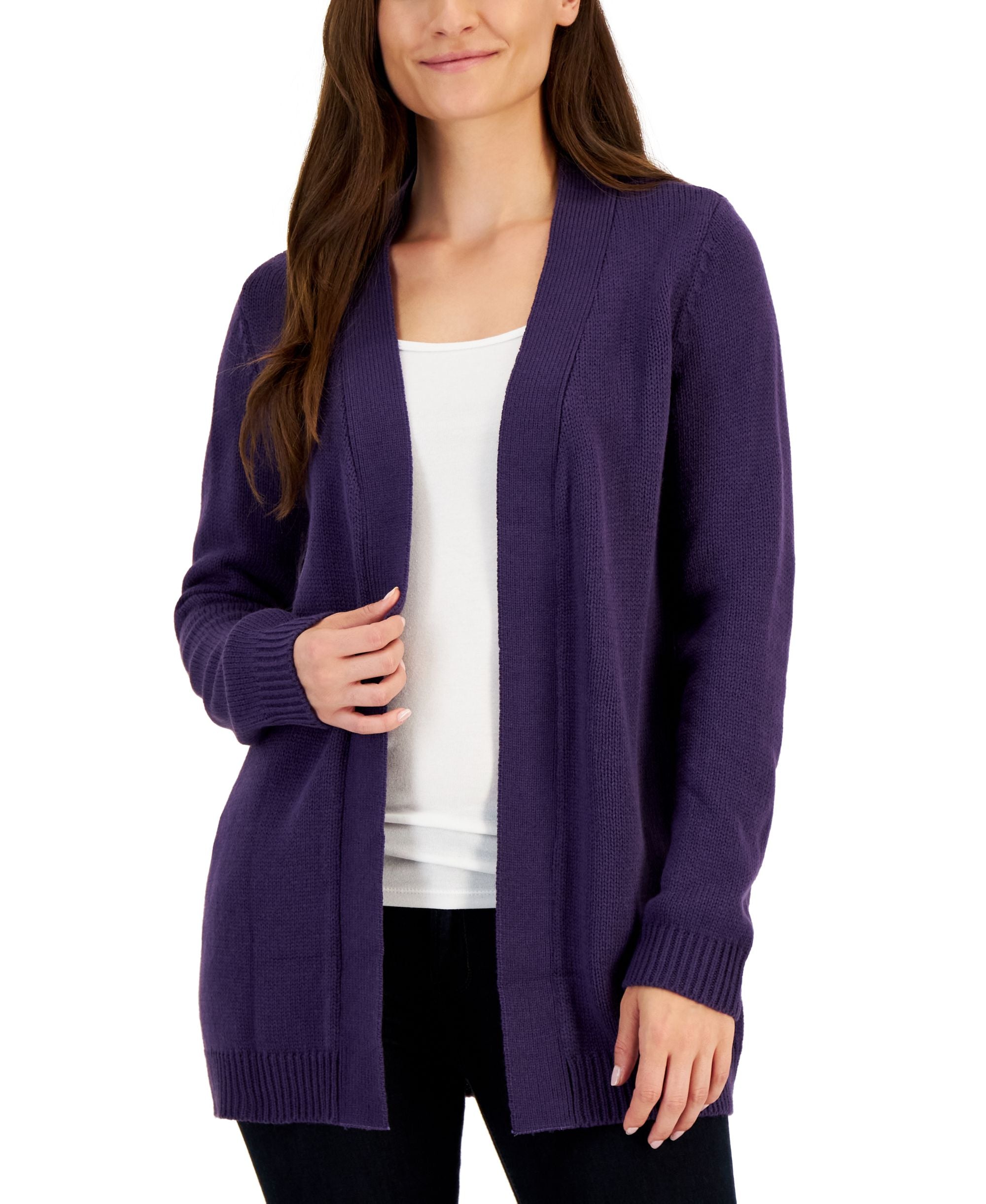 Karen Scott Womens Open Front Cardigan