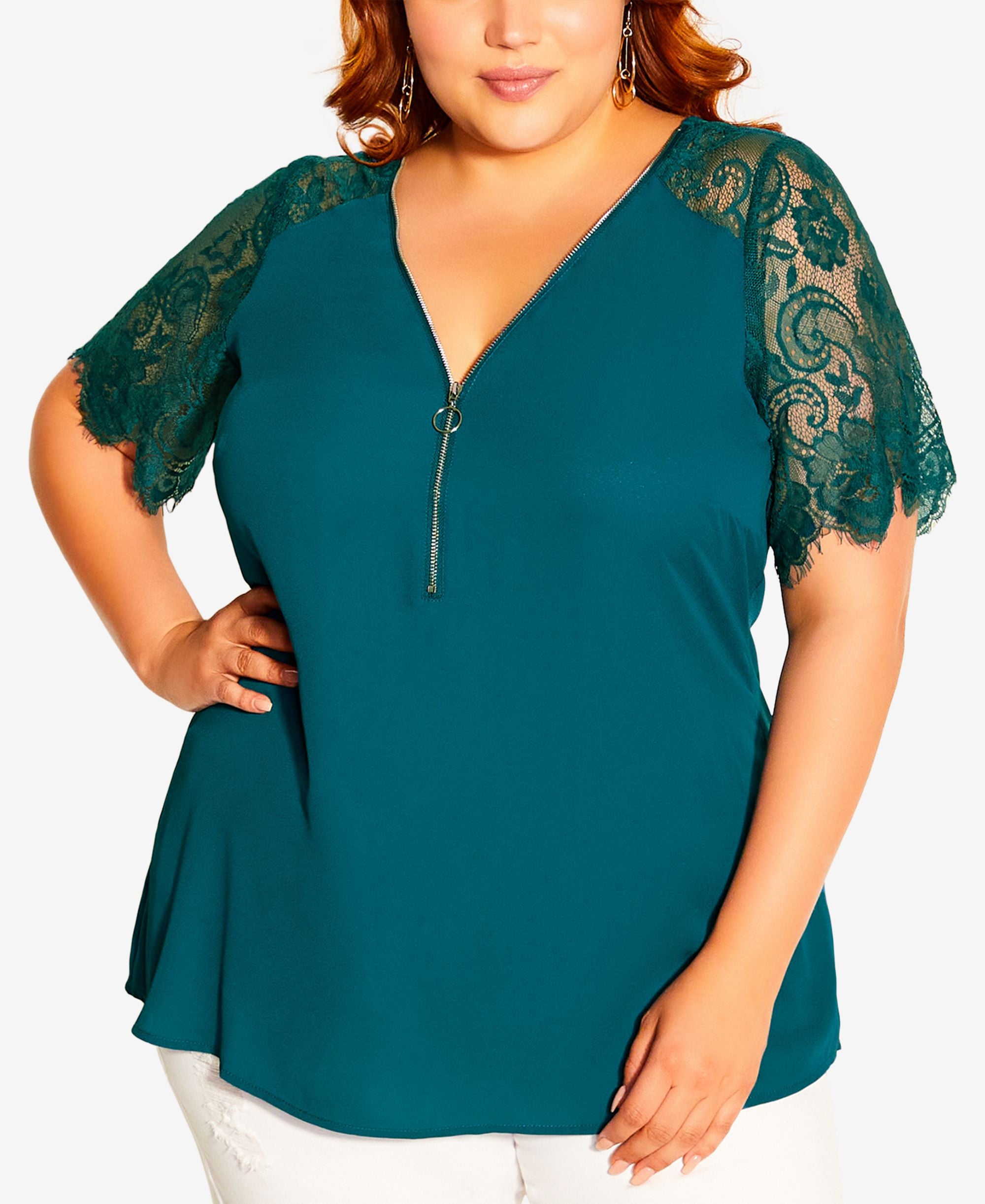 Trendy Plus Size Botanical Lace Top
