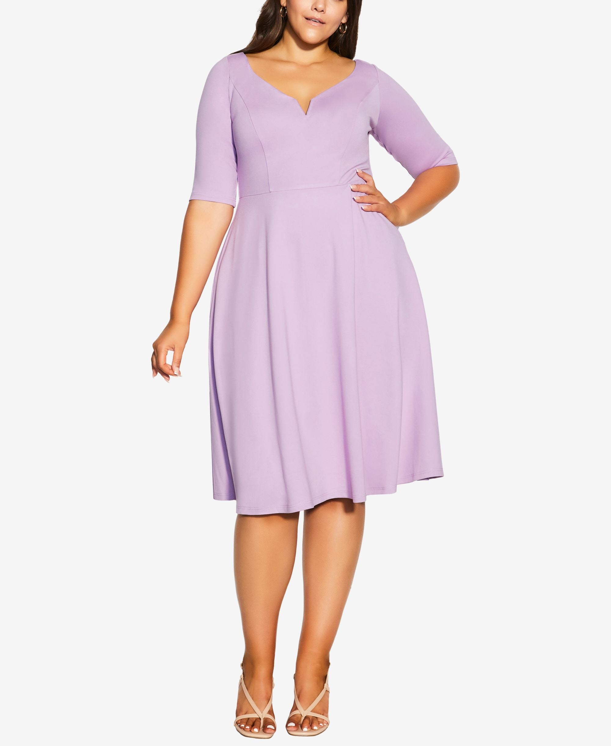 Plus Size Cute Girl Elbow Sleeve Dress