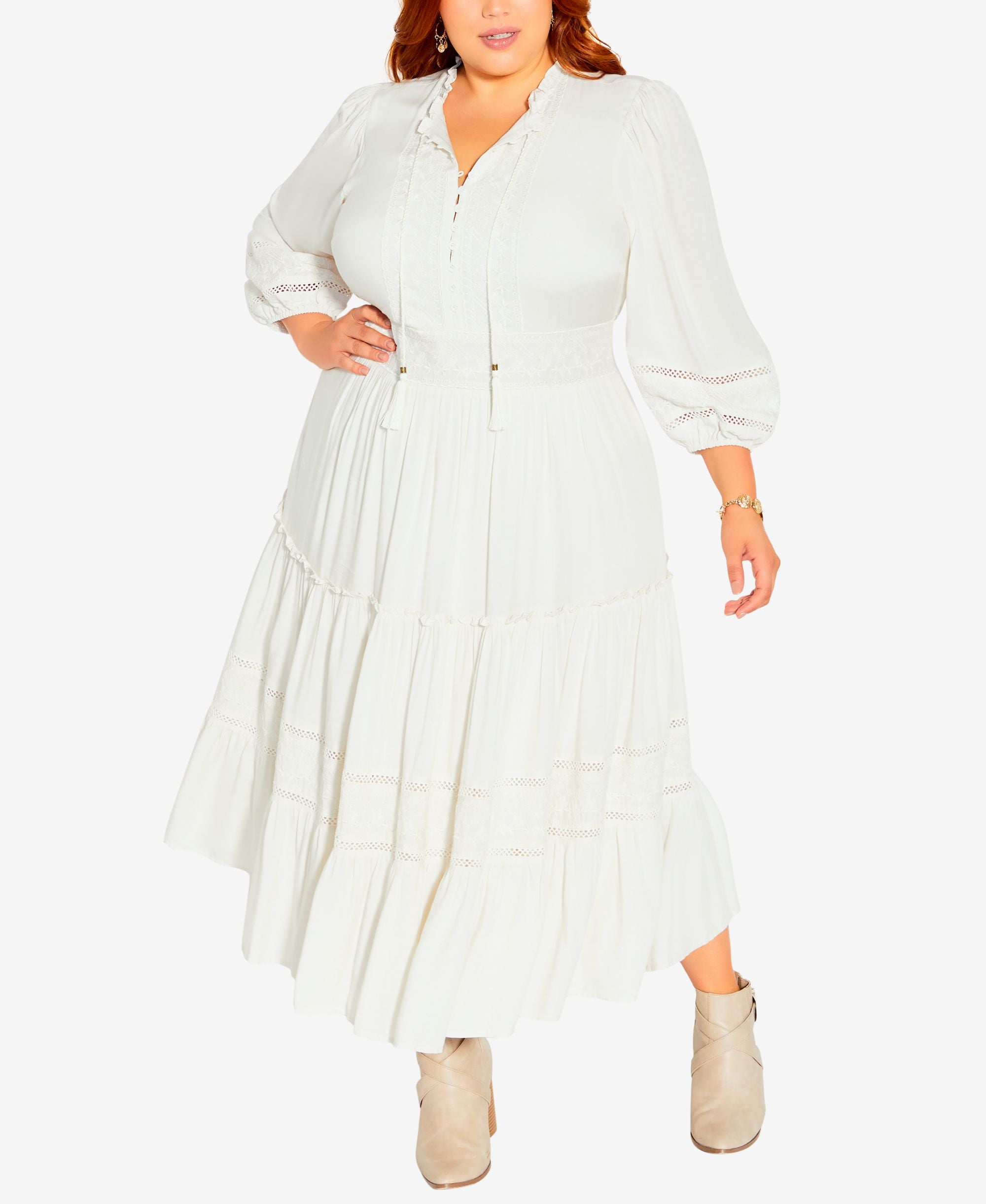 City Chic Trendy Plus Size Embroidered Bloom Maxi Dress
