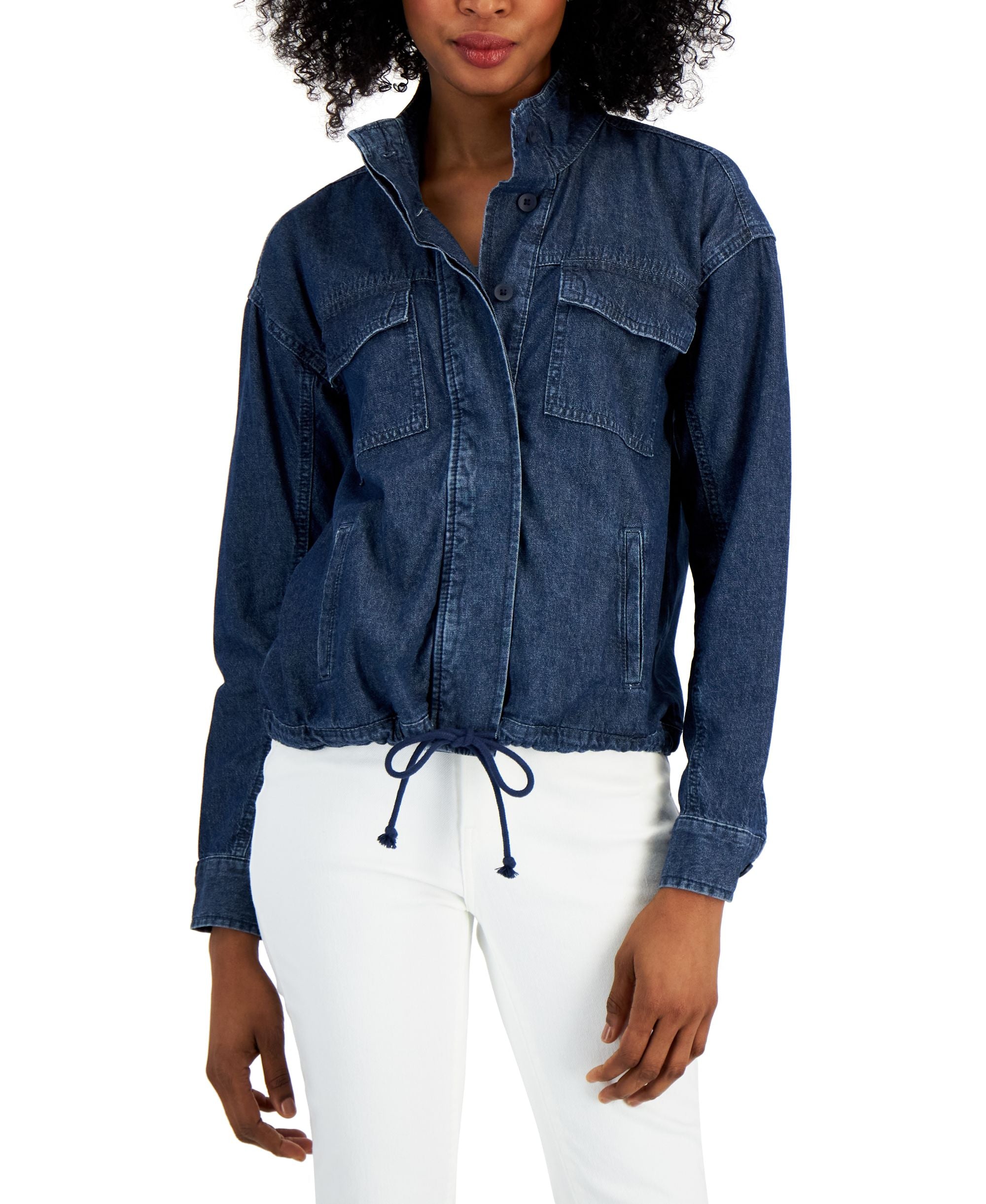 Style & Co Womens Cinch Hem Utility Jacket