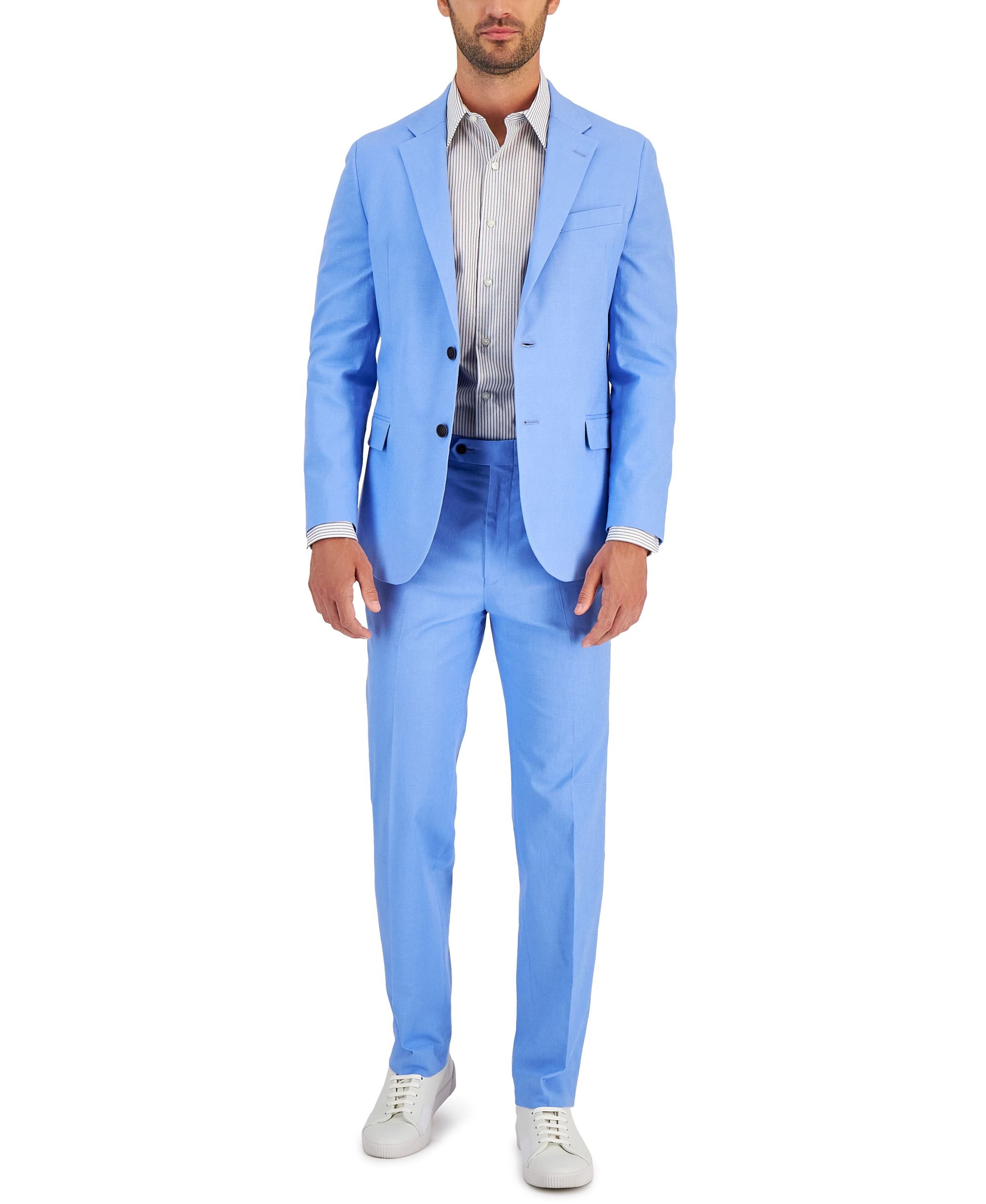 Men's Modern-Fit Cotton/Linen Blend Suit