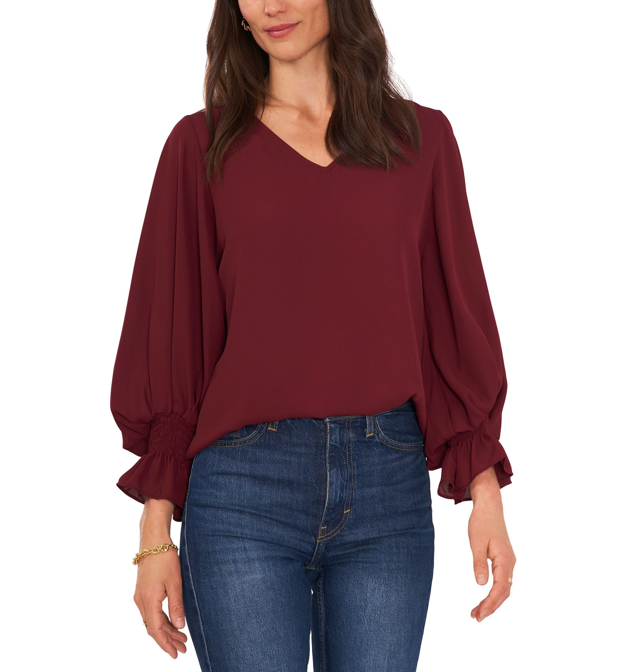 Plus Size Balloon-Sleeve Top