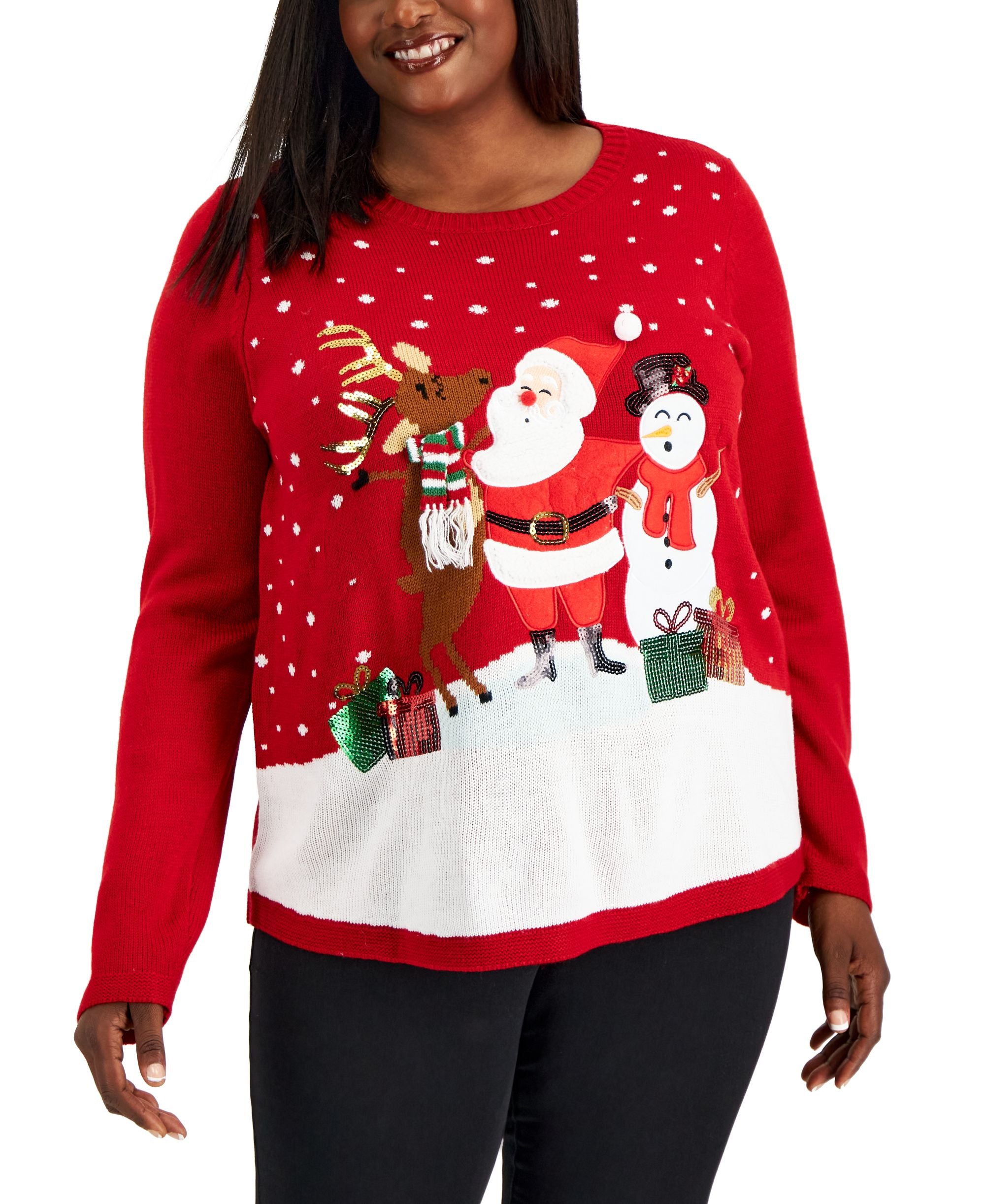 Karen Scott Plus Size Singing Santa Embellished Sweater