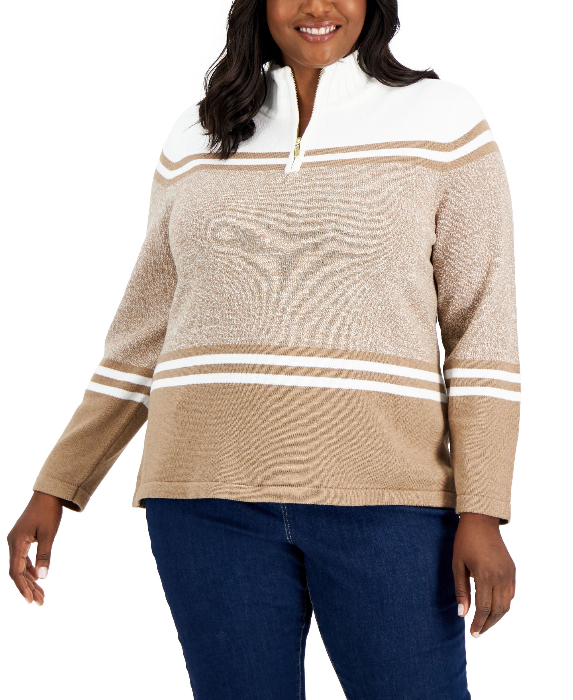 Karen Scott Plus Size Cotton Mock Turtleneck Sweater