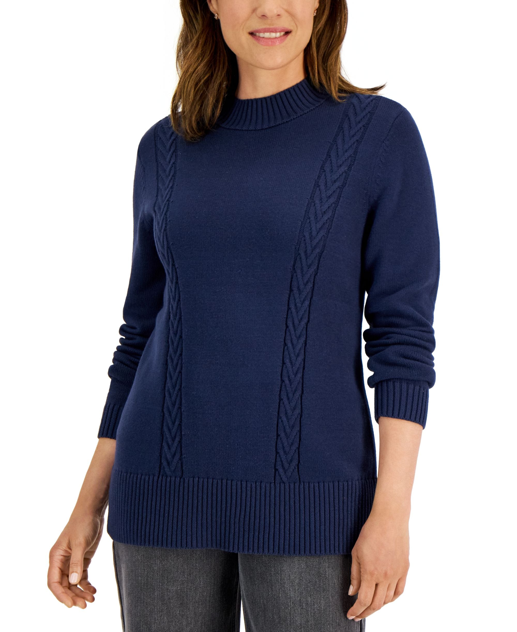 Women's Cotton Cable-Knit Sweater
