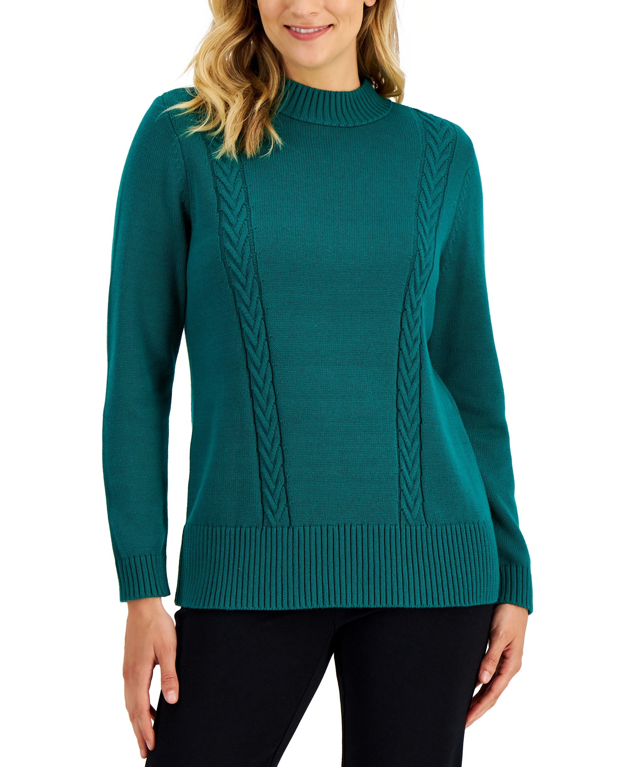 Women's Cotton Cable-Knit Sweater
