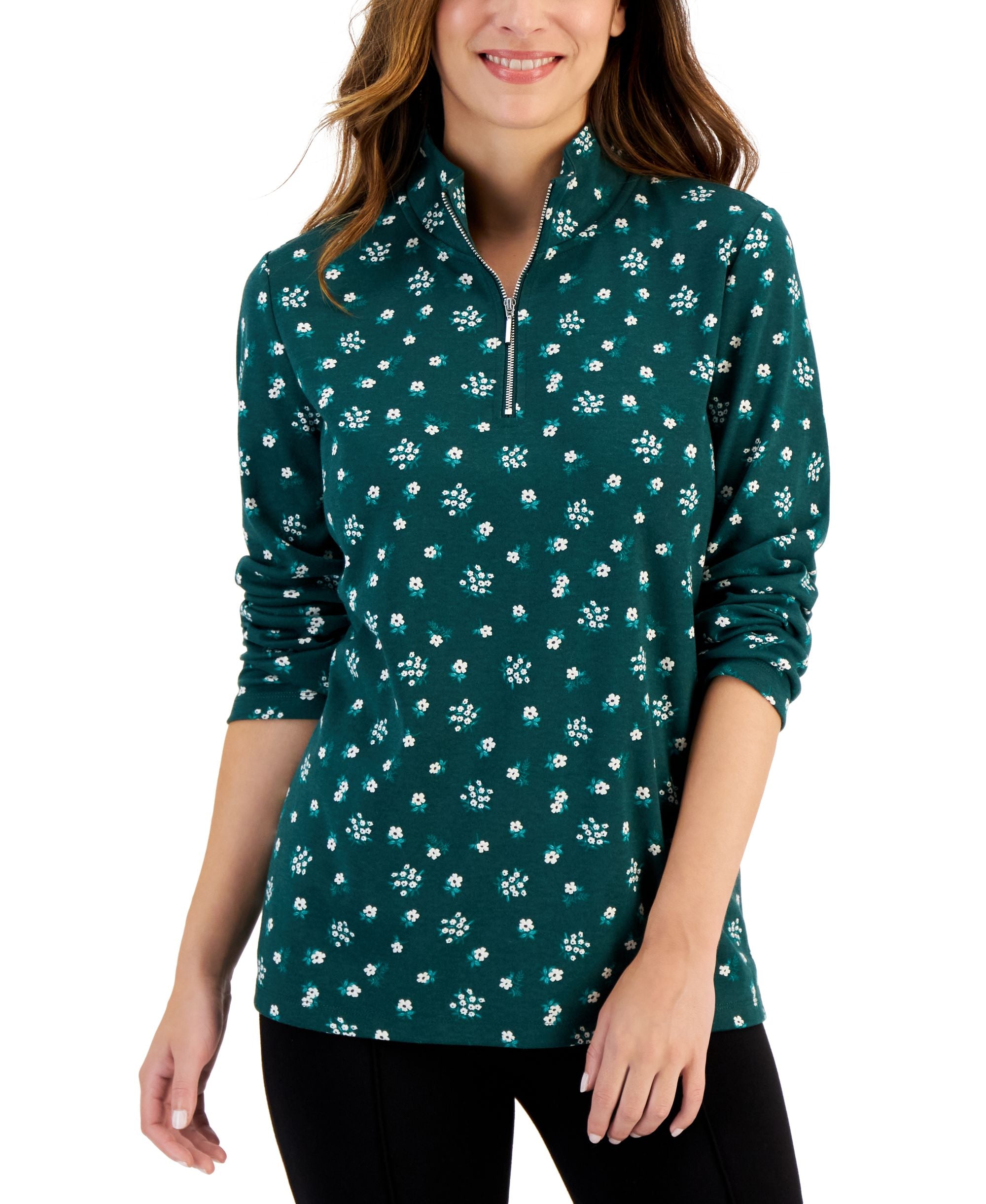 Women's Diana Daisy Printed Quarter-Zip Top