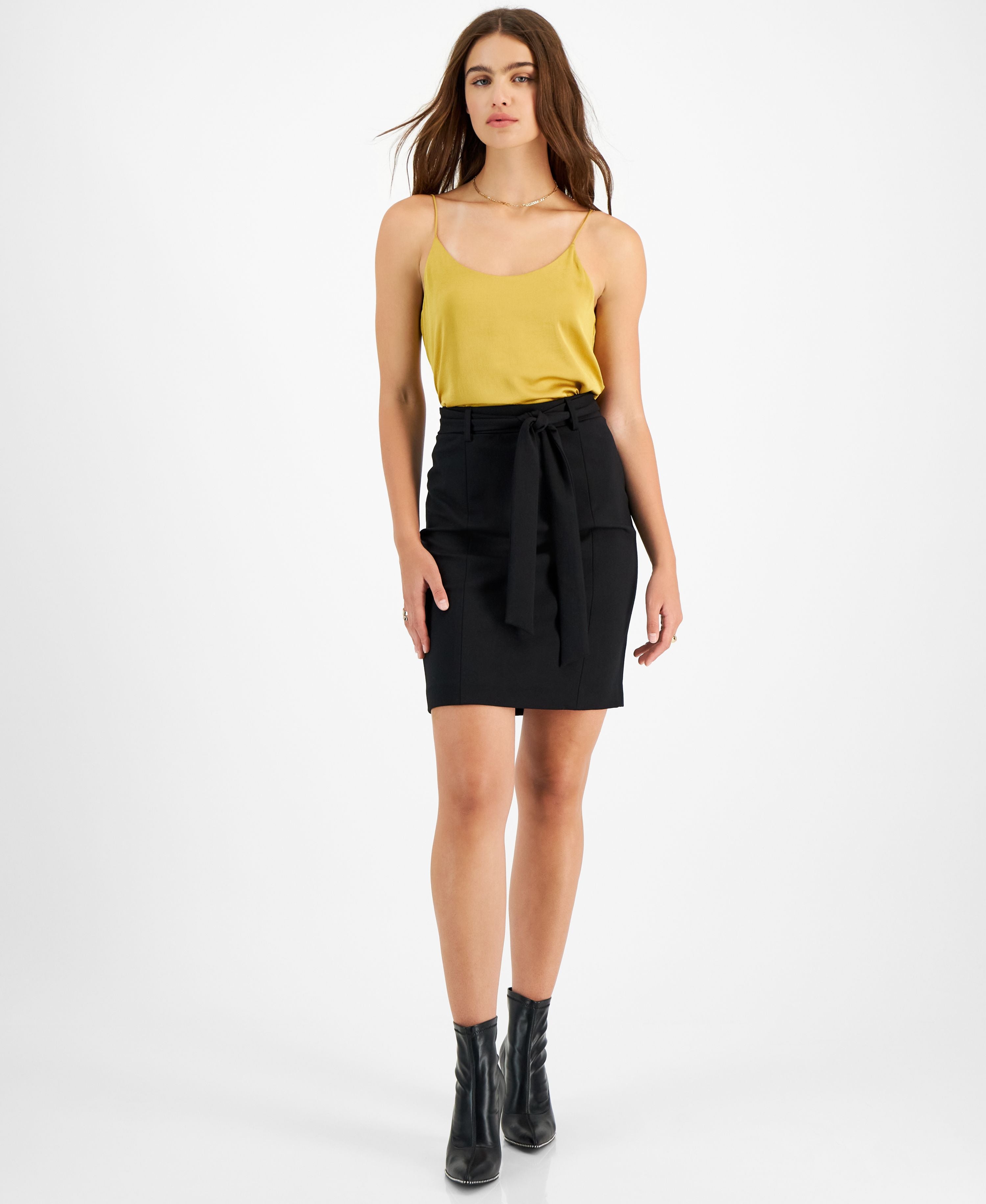 Women's Belted Pull-On Pencil Skirt
