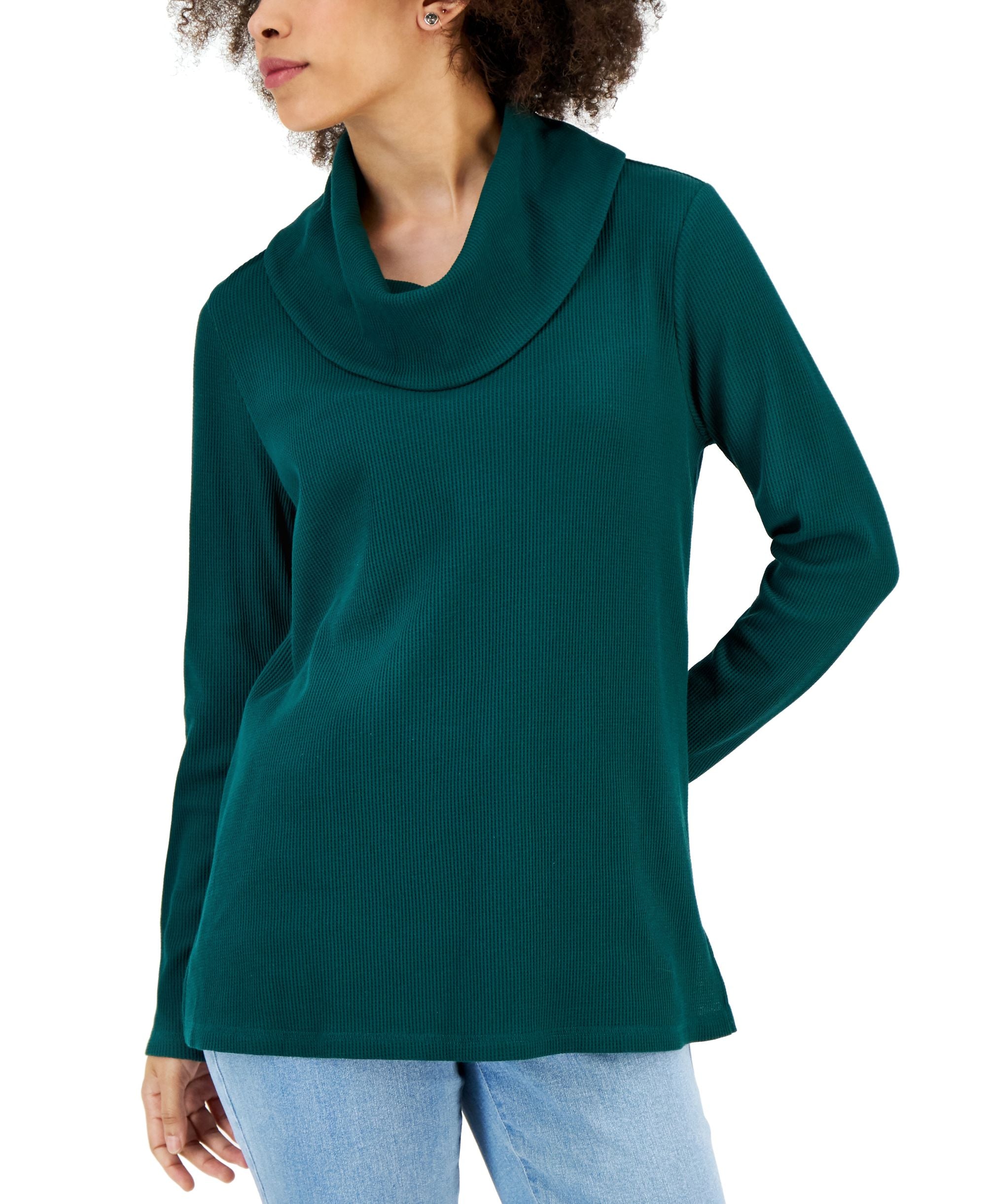 Women's Mini Waffle Cowlneck top