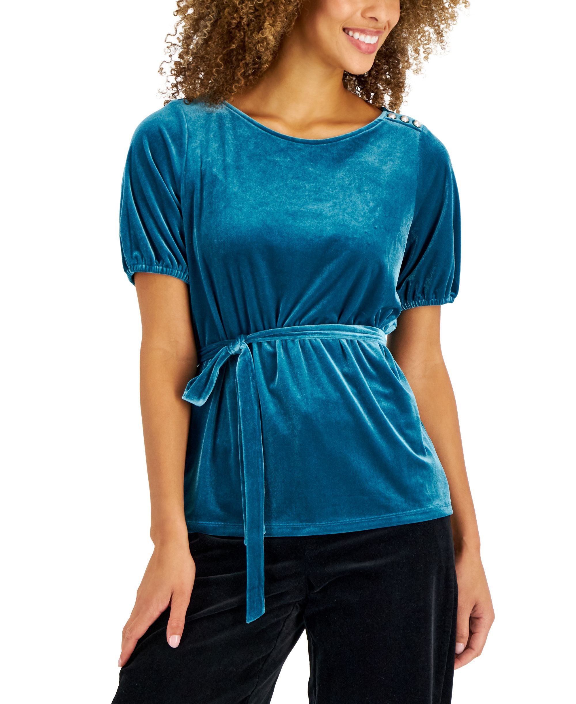 Women's Velvet Tie-Waist Top