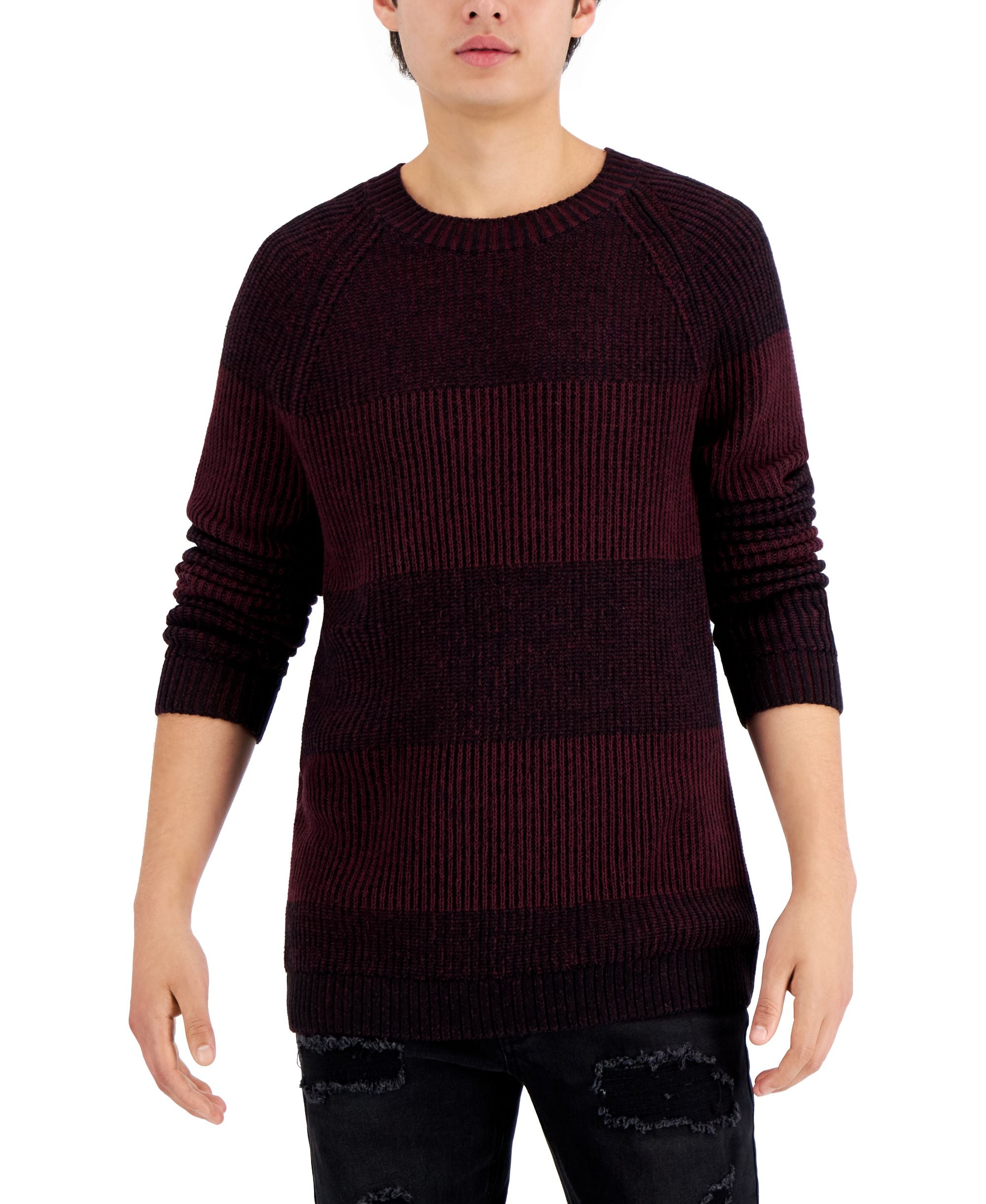 International Concepts Mens Plaited Crewneck Sweater