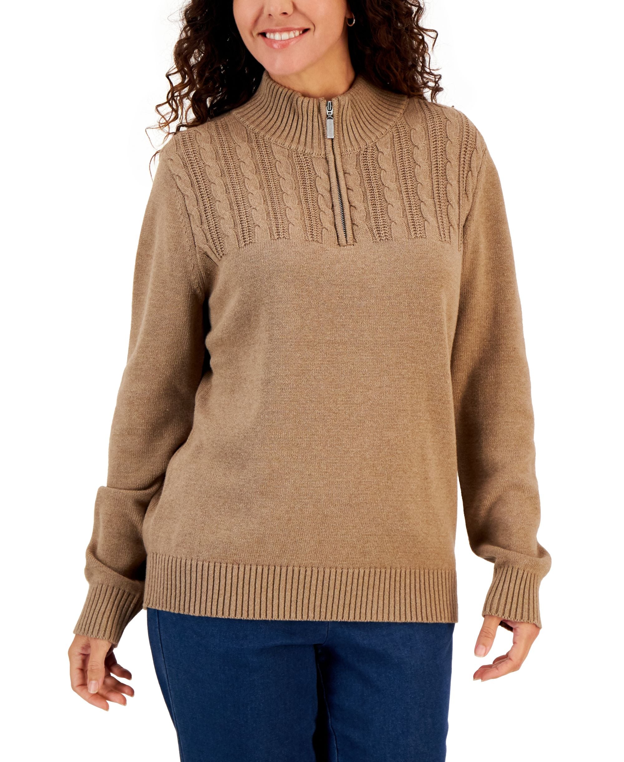 Women's Cable-Knit Cotton Sweater