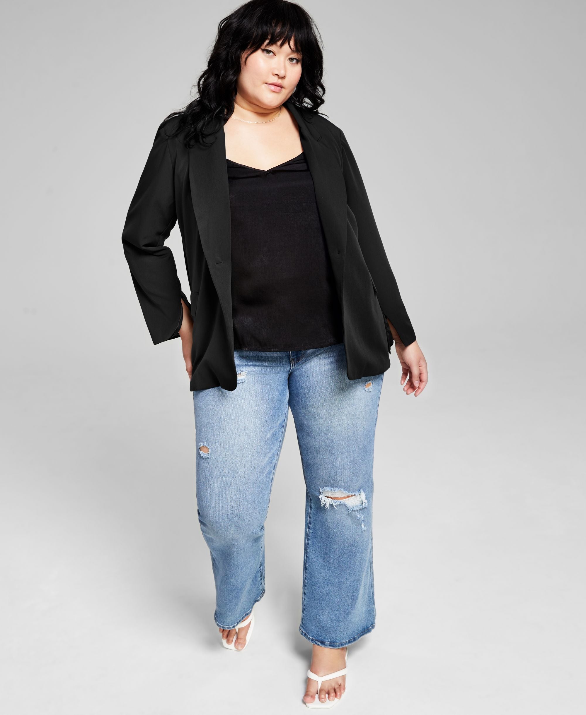 Now This Trendy Plus Size Oversized Boyfriend Blazer