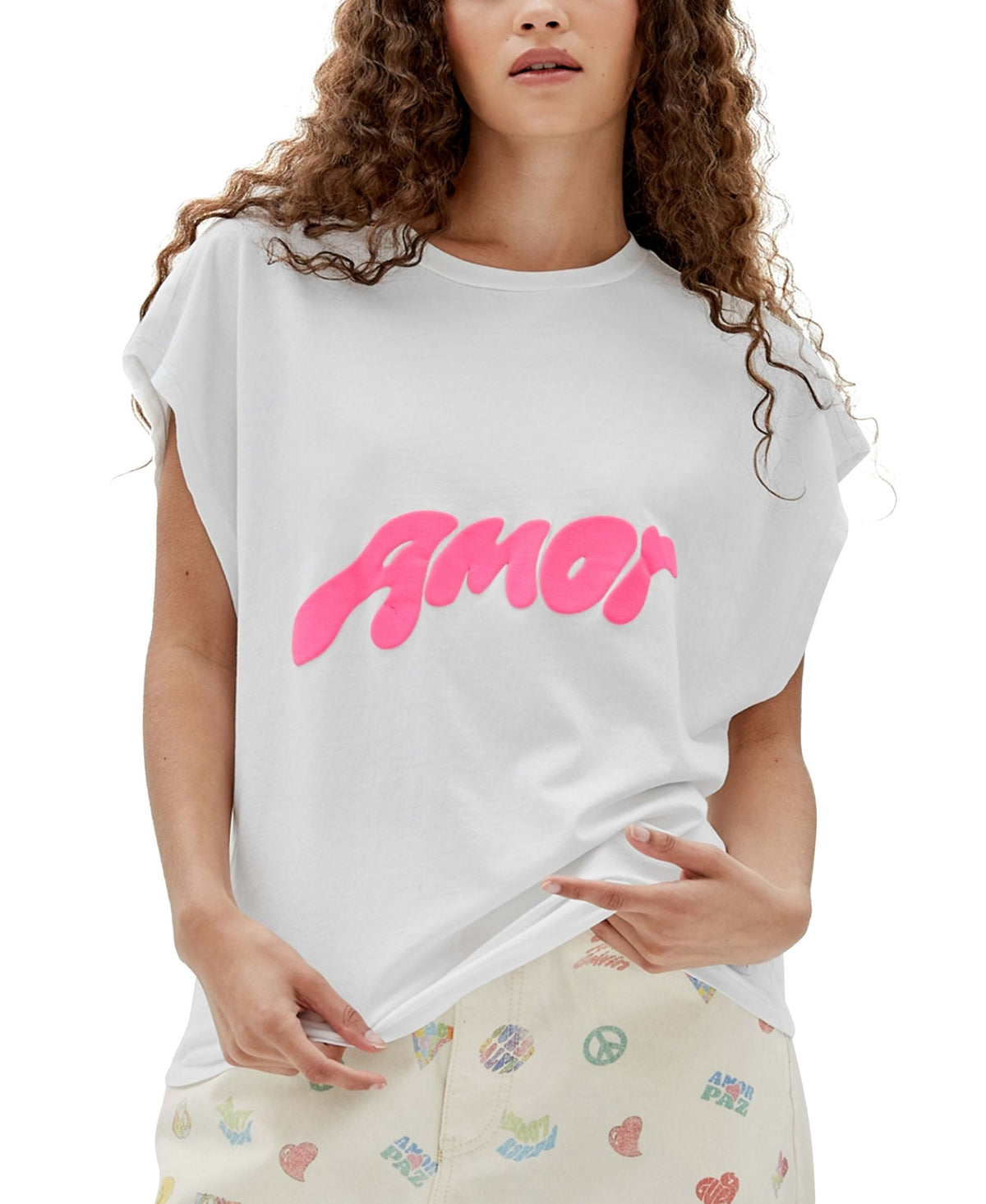 Guess Originals Womens J Balvin Cotton Amour Graphic T-Shirt