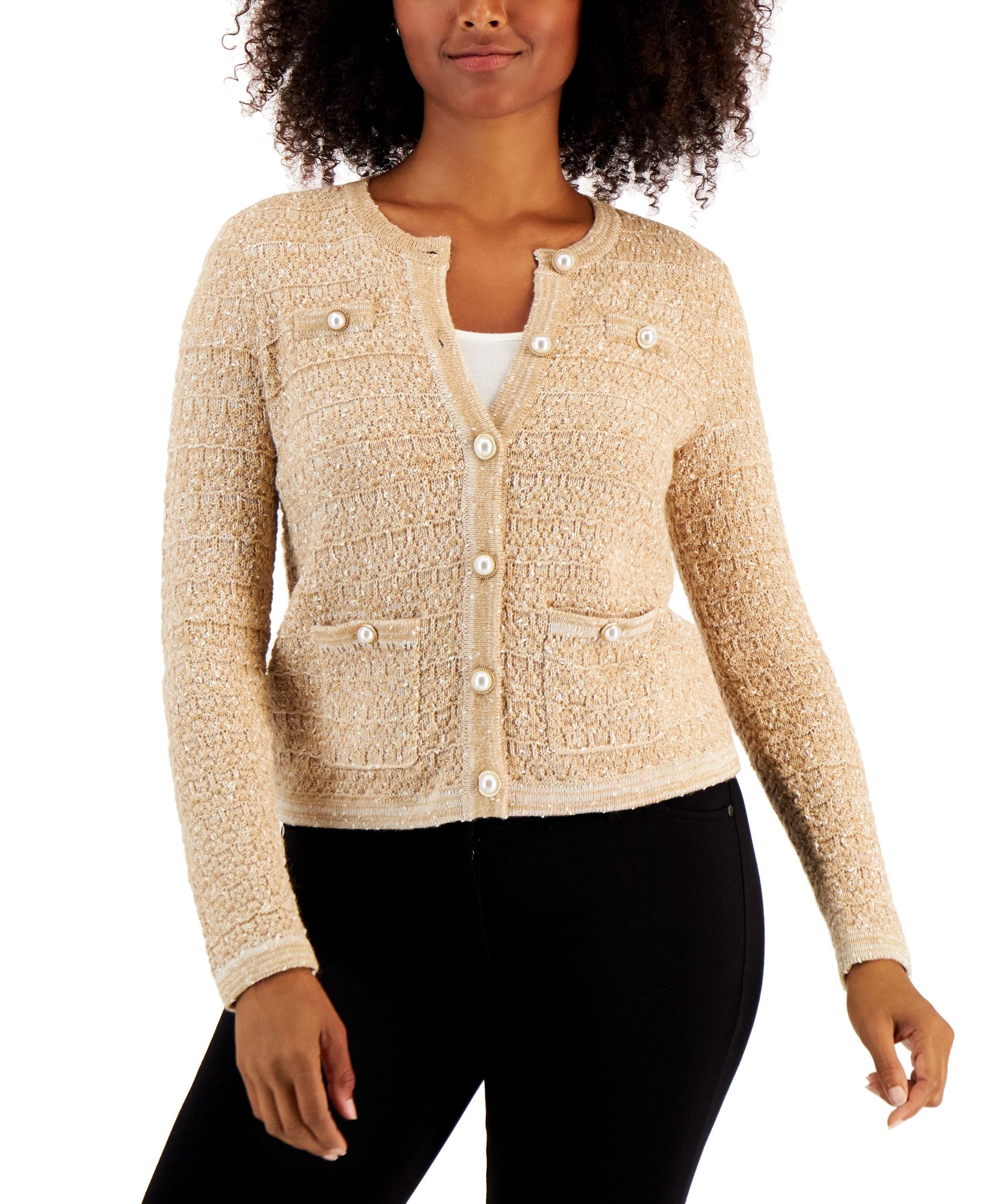 Charter Club Womens Textured Cardigan