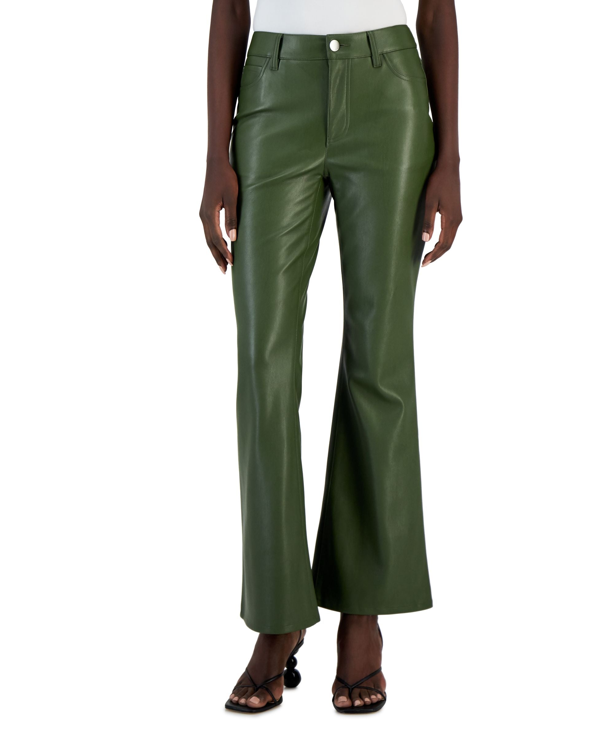 International Concepts Womens Faux Leather Flare Leg Pants