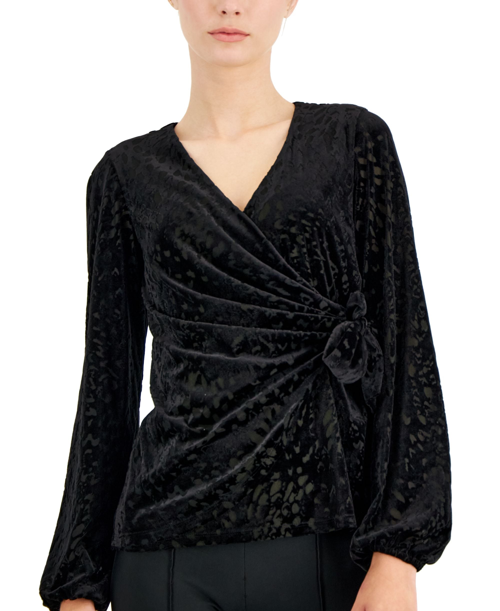 Alfani Petite Velvet Wrap Top