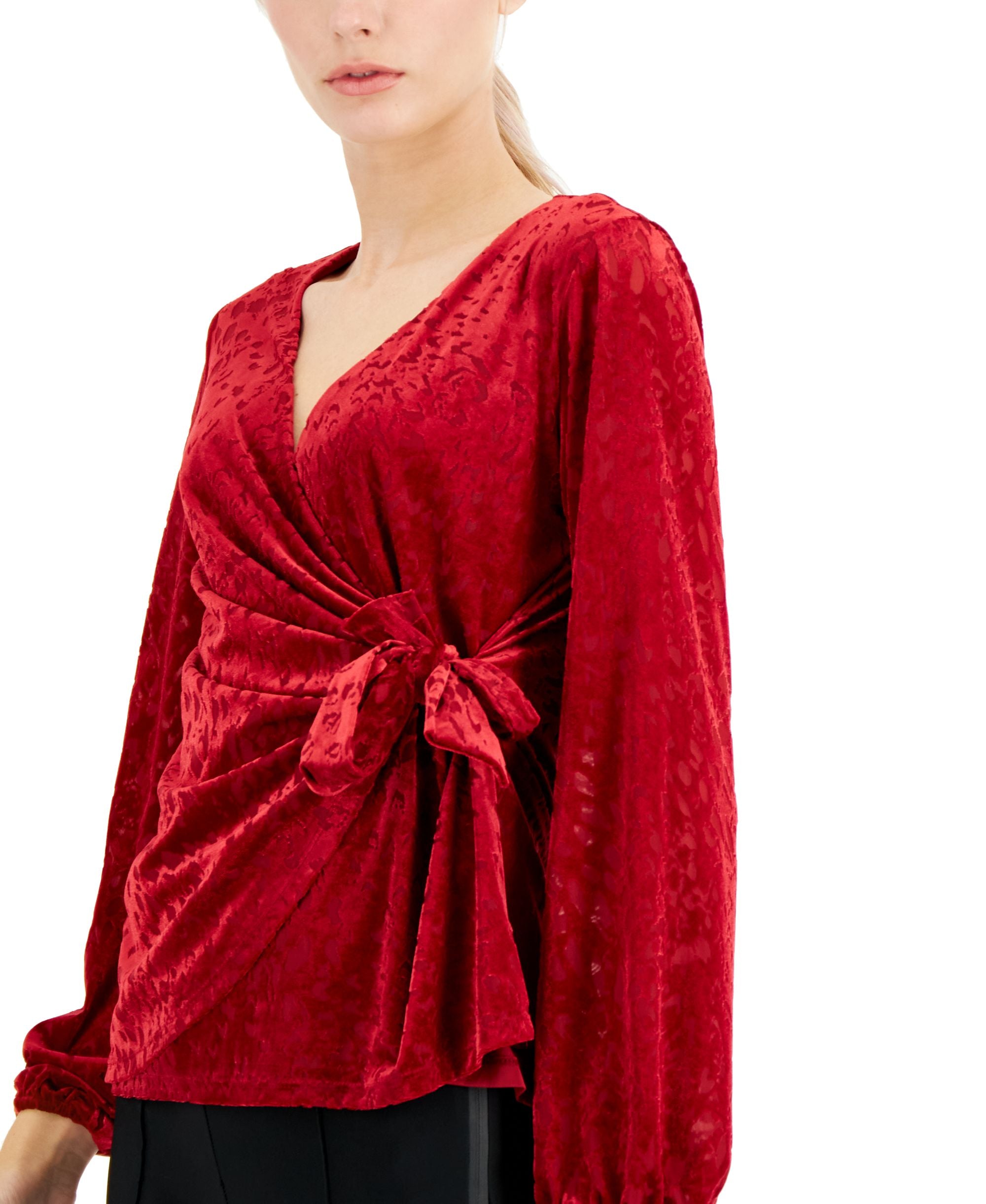 Alfani Petite Velvet Wrap Top