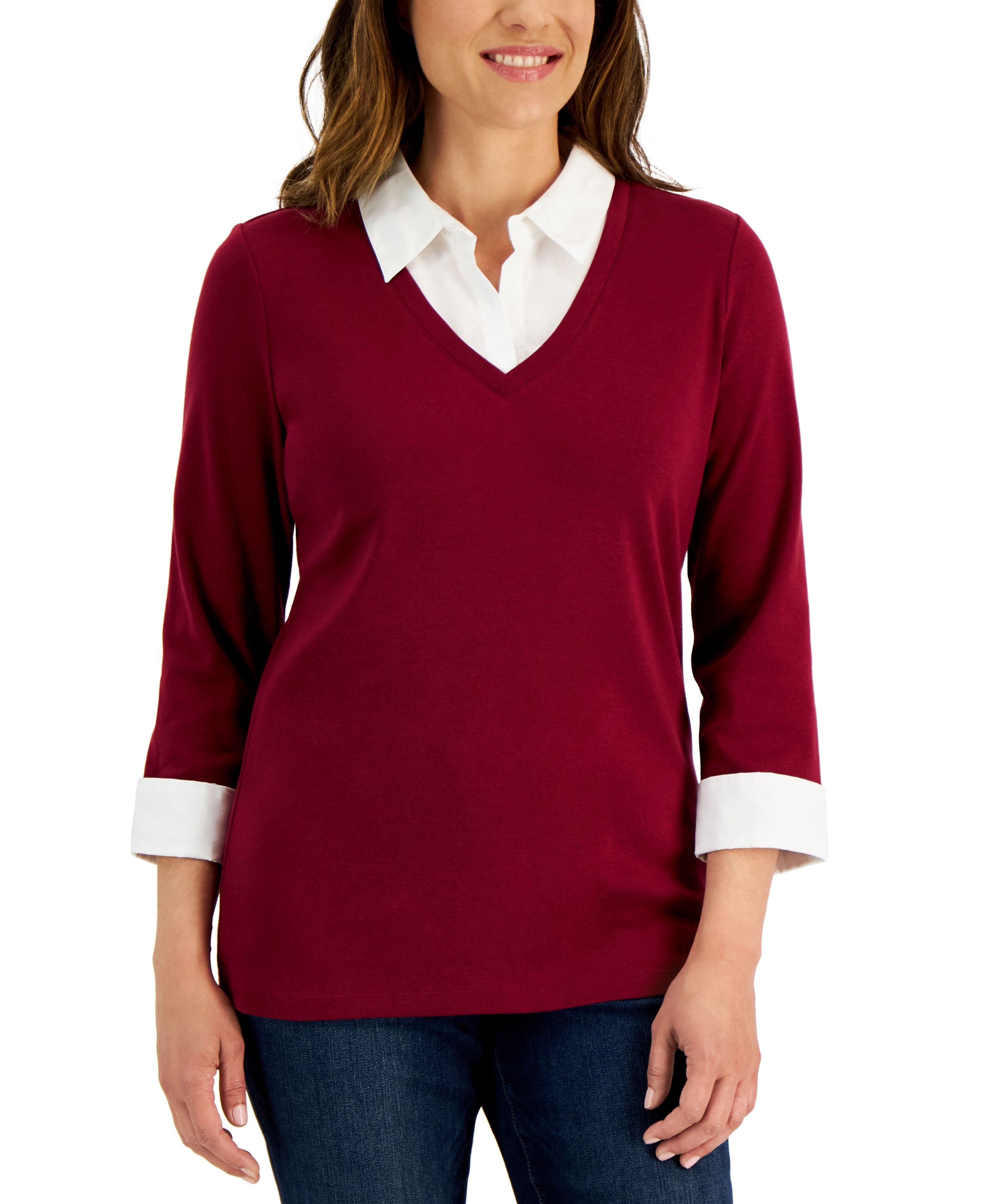 Cotton Layered-Look Woven Top