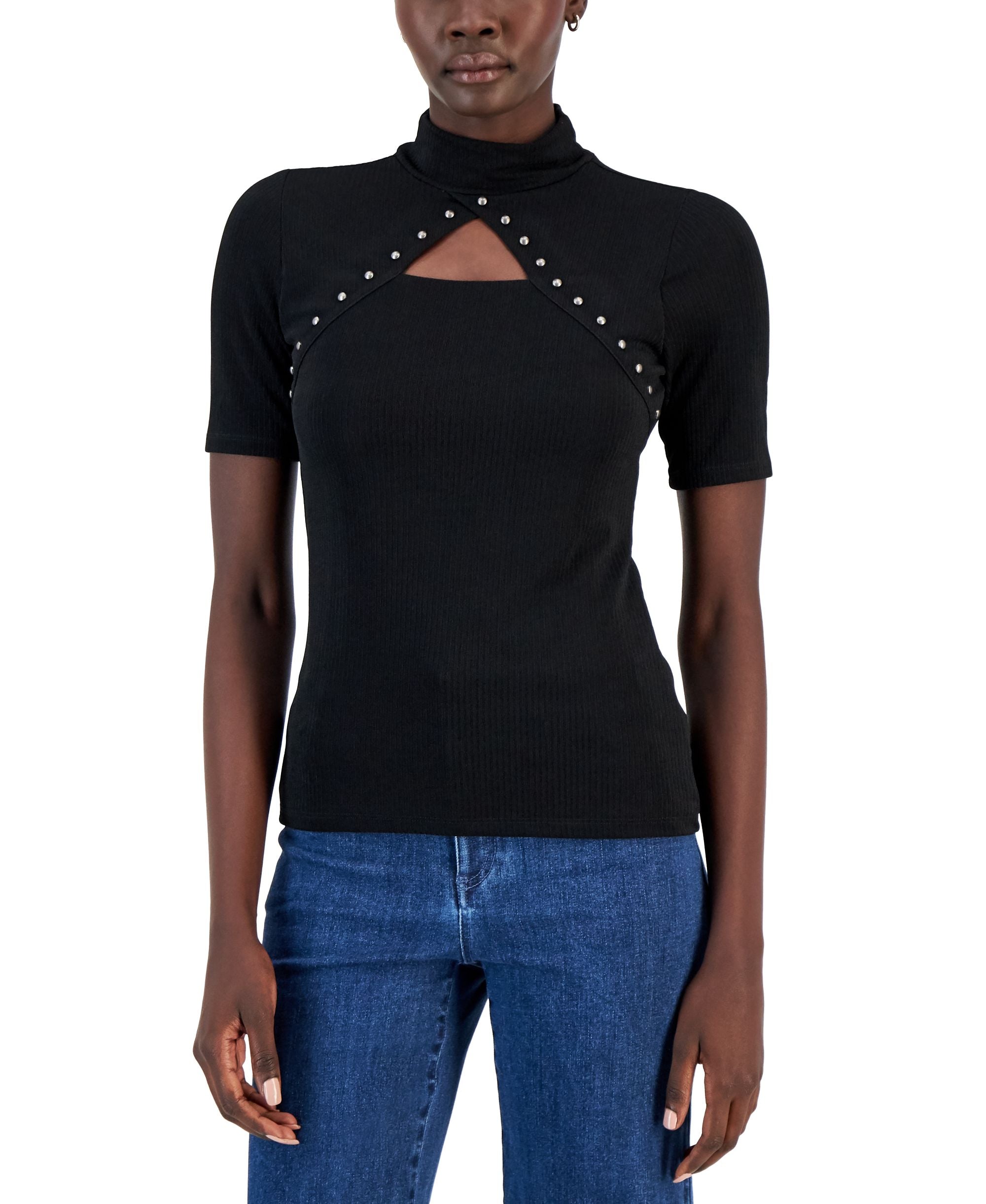 Women's Studded Mock-Neck Top