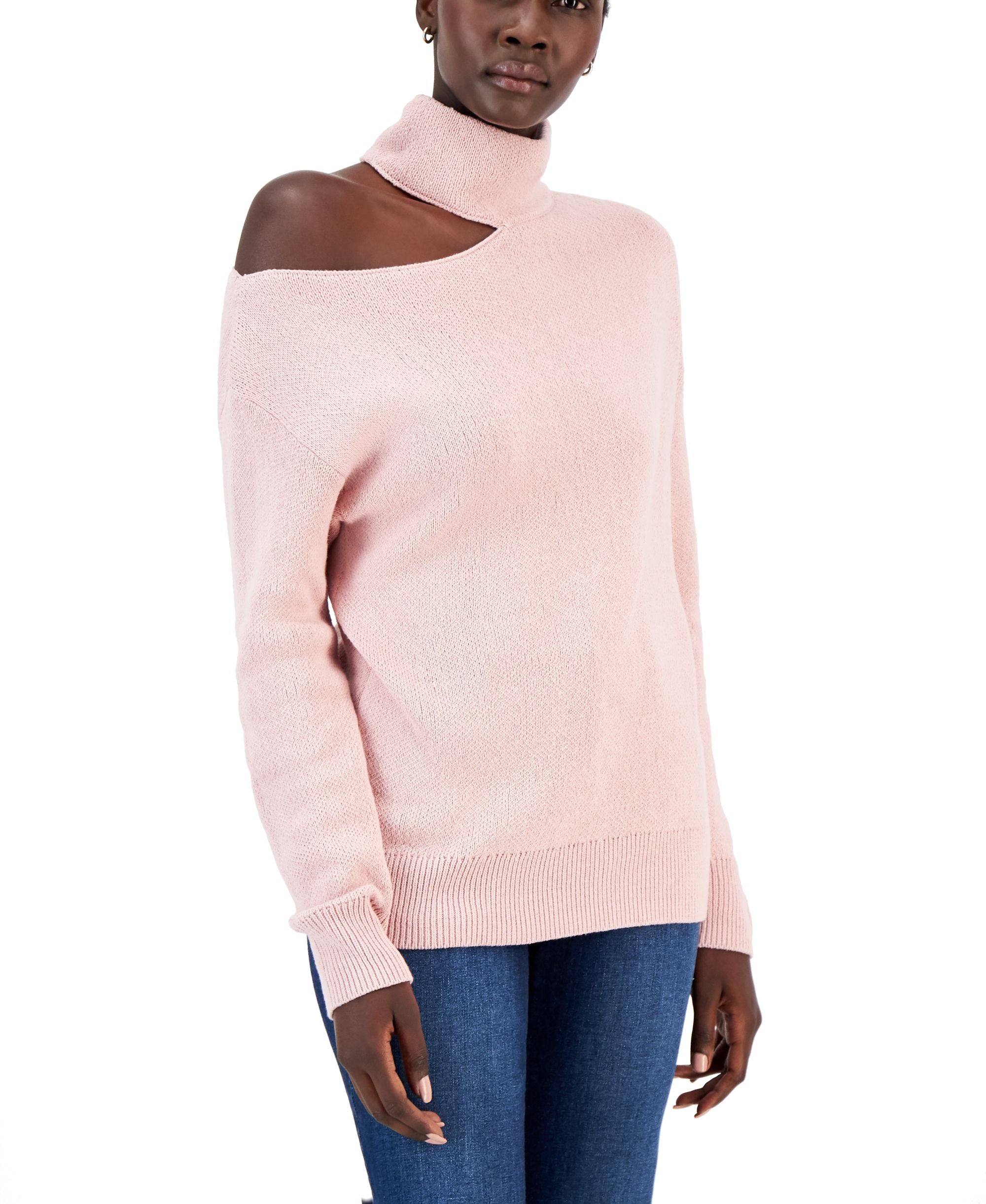 INC International Concepts Womens Cold Shoulder Sweater