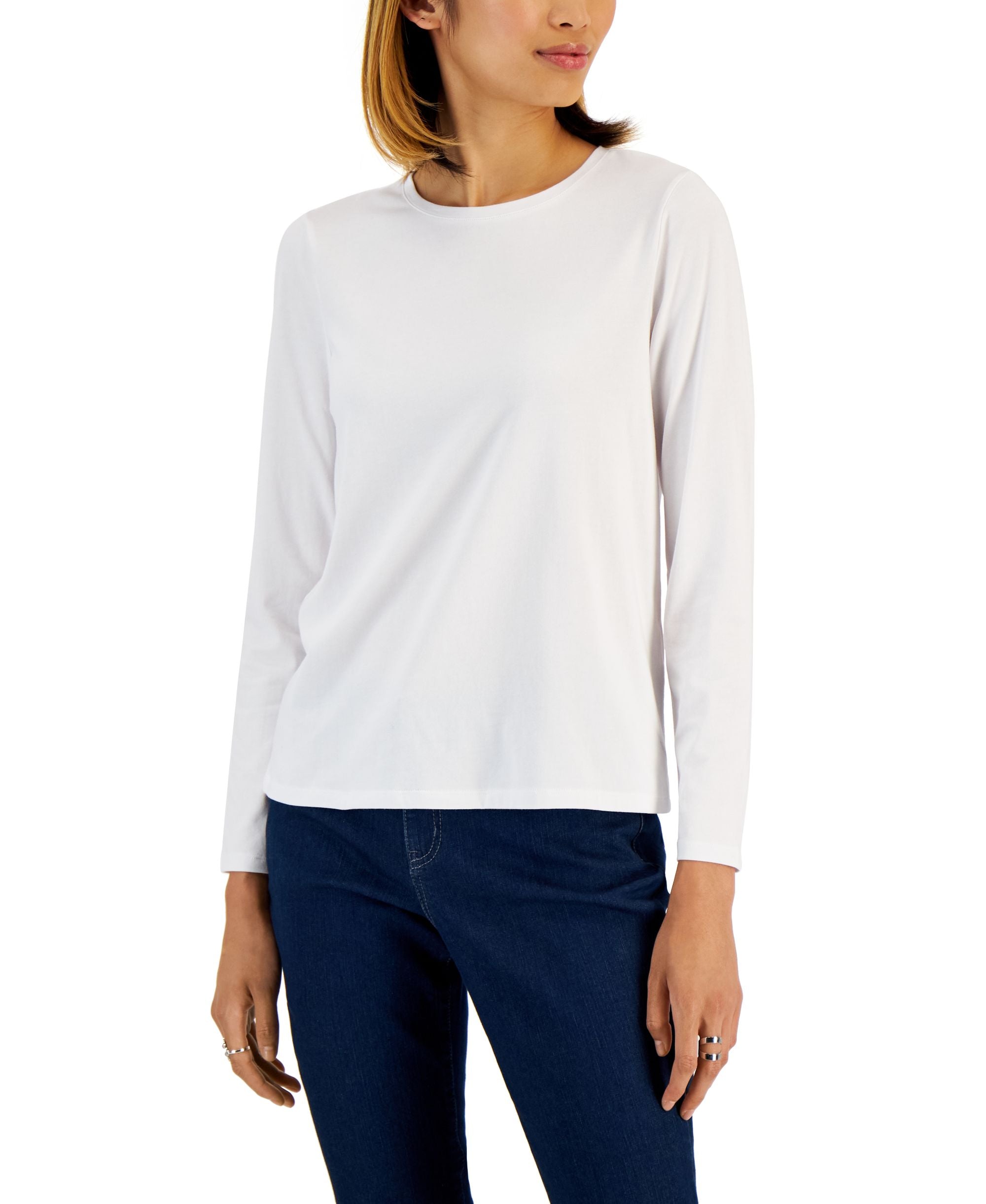 Style & Co Petite Classic Solid Long Sleeve T-Shirt