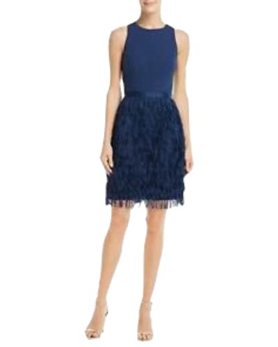 Aidan Mattox Womens Fringe Sleeveless Cocktail Dress- Navy Size 4