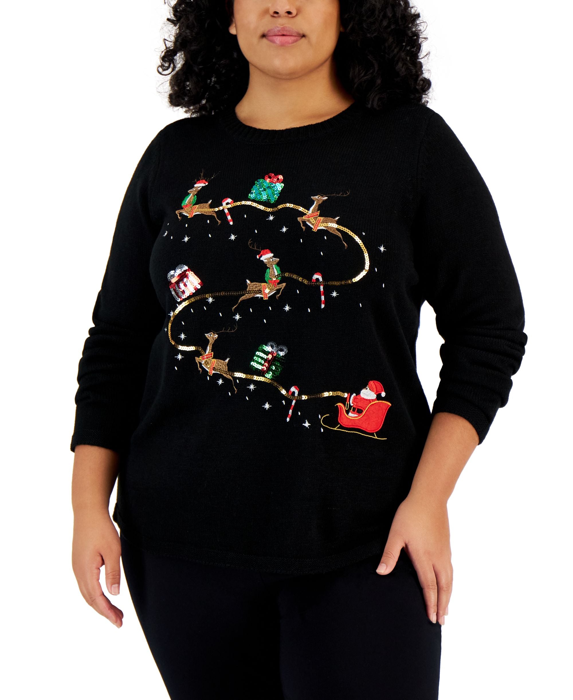 Plus Size Santa-Sleigh Sweater