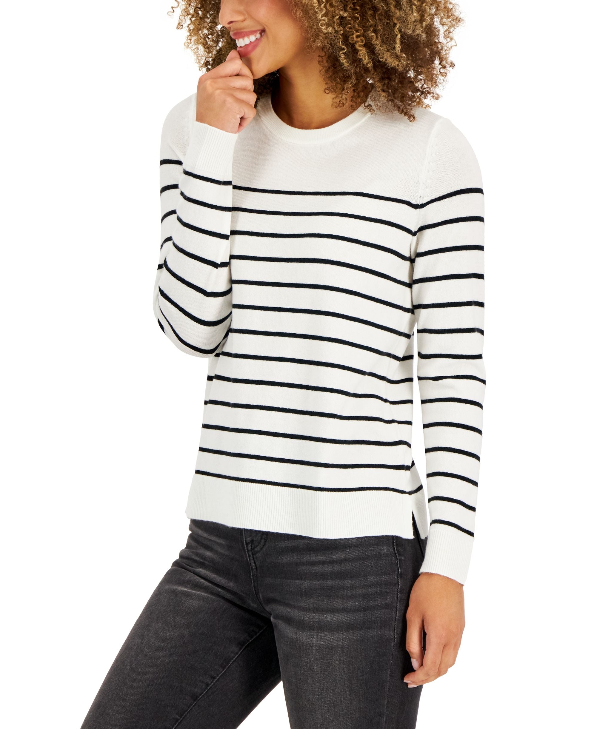 Style & Co Womens Striped Sweater