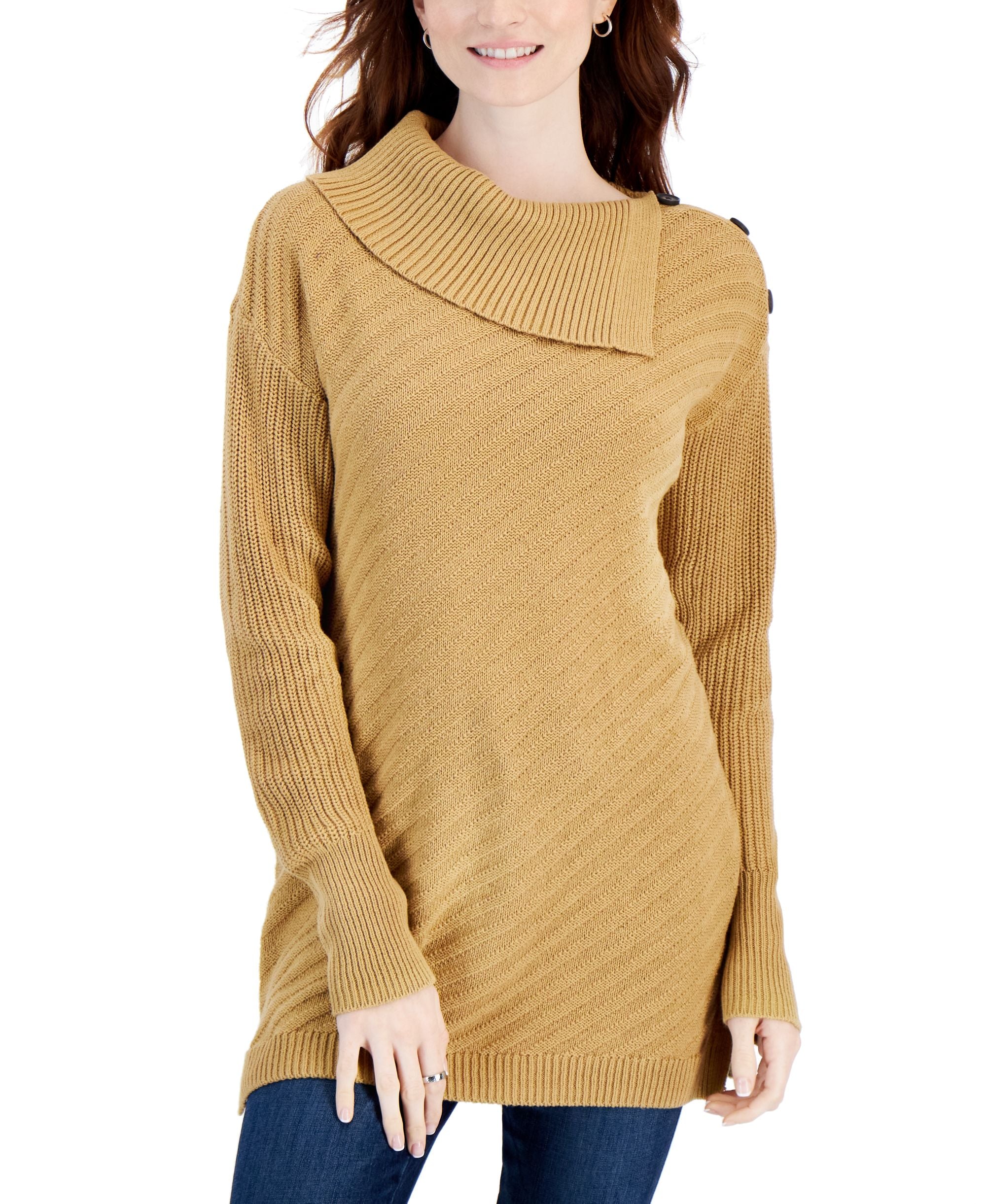 Women's Ribbed Button Tunic Sweater