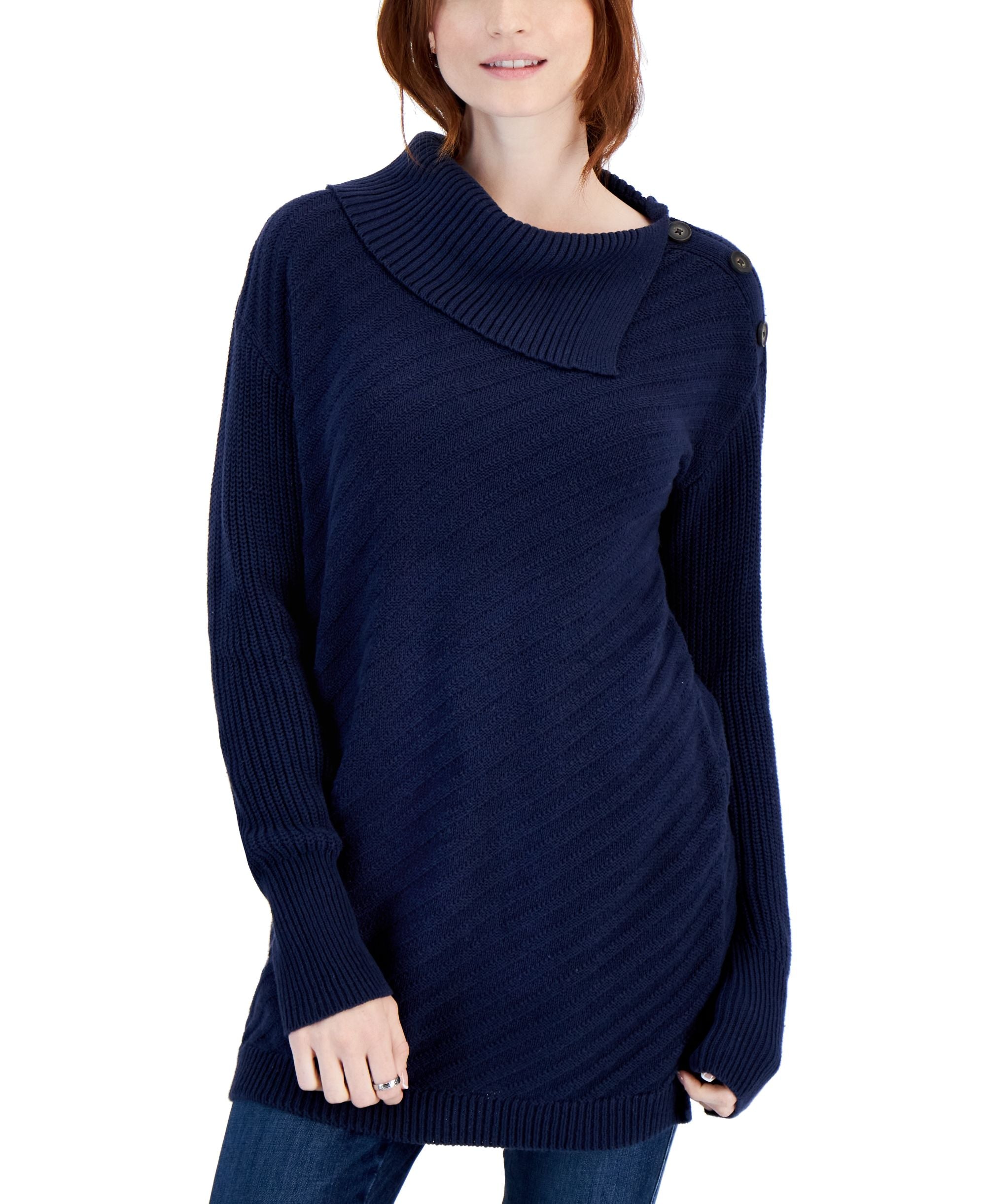 Women's Ribbed Button Tunic Sweater