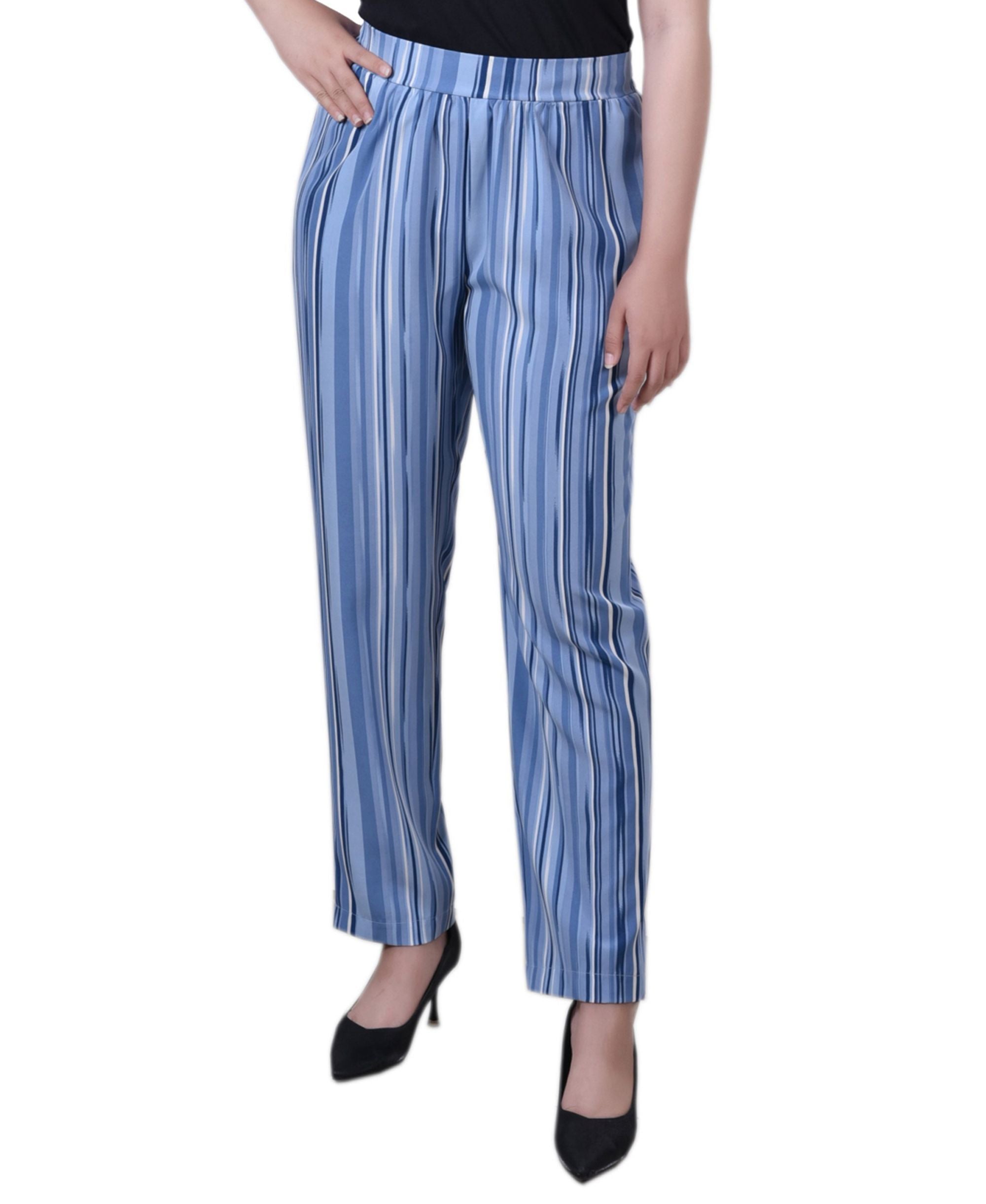 Petite Printed Slim Pull On Pants