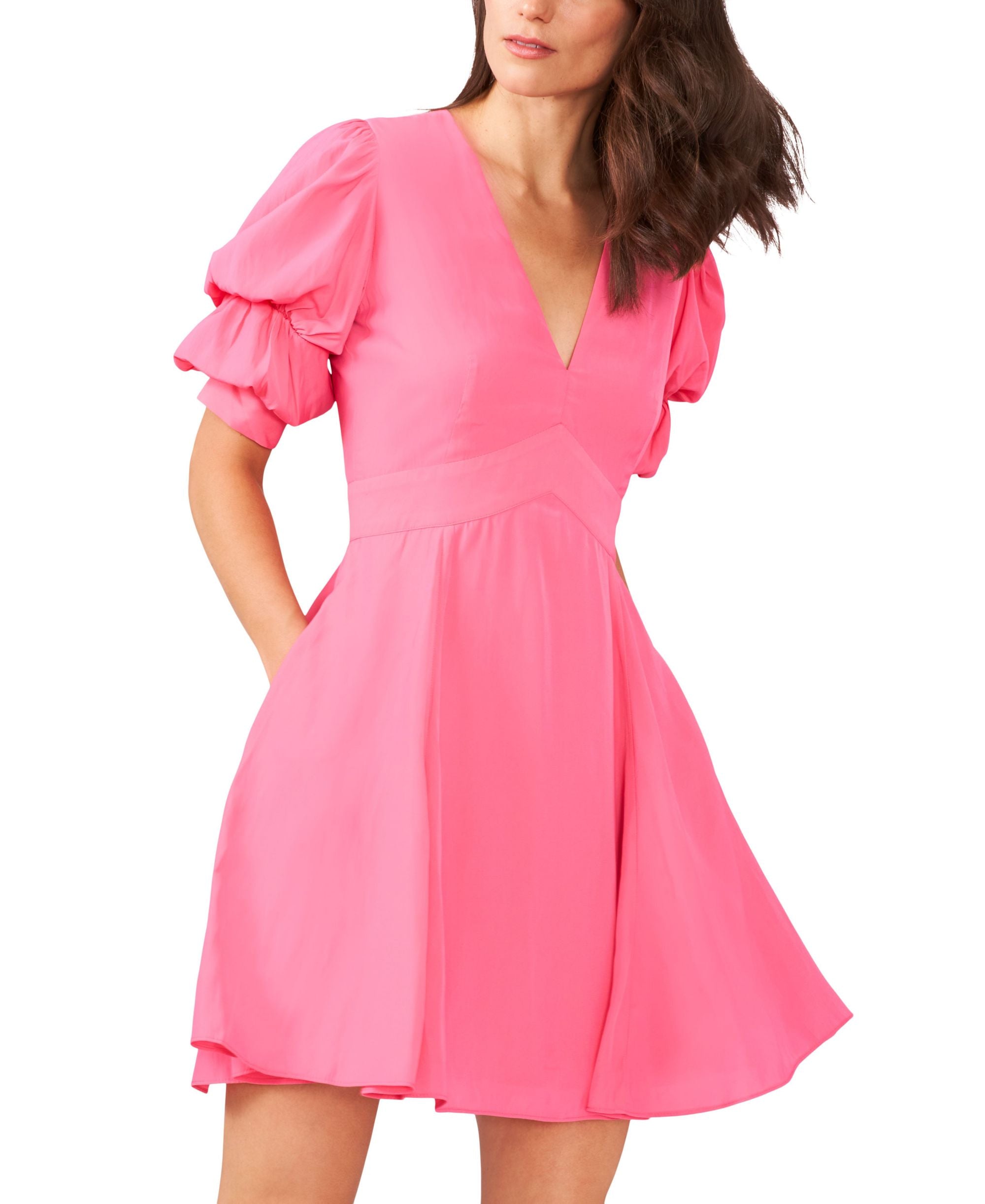 Womens Short Puff Sleeve Tiered Short Dress