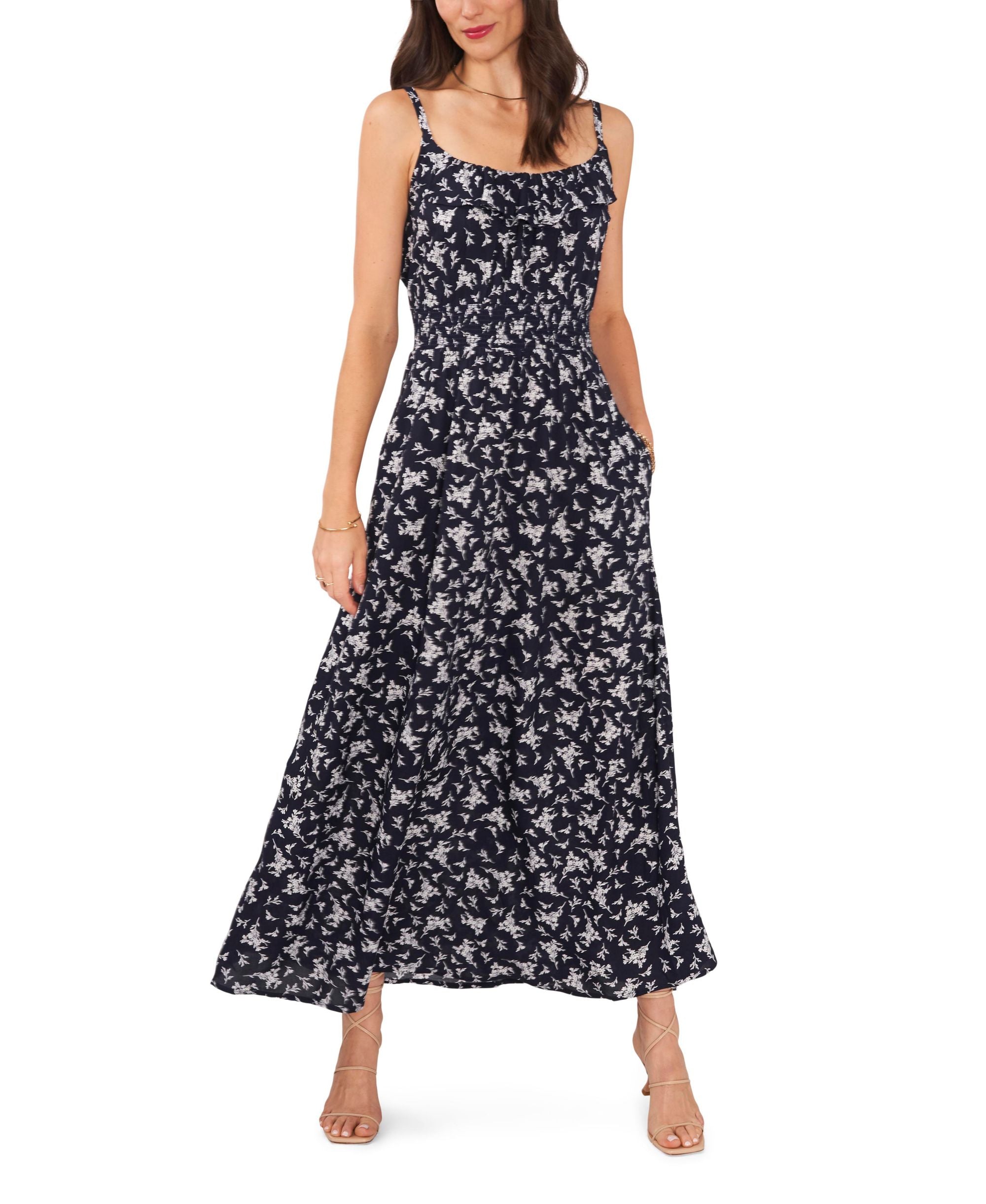 Sleeveless Flounce Maxi Dress