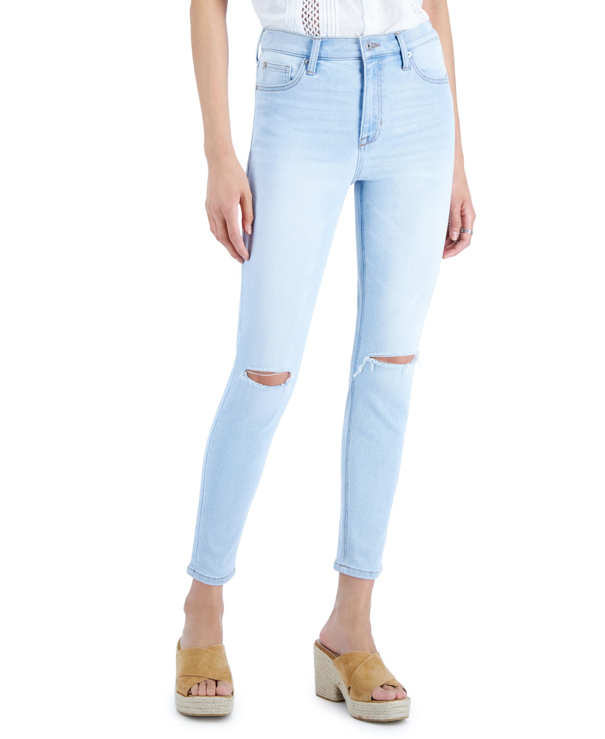 Juniors' Ripped Skinny Ankle Jeans